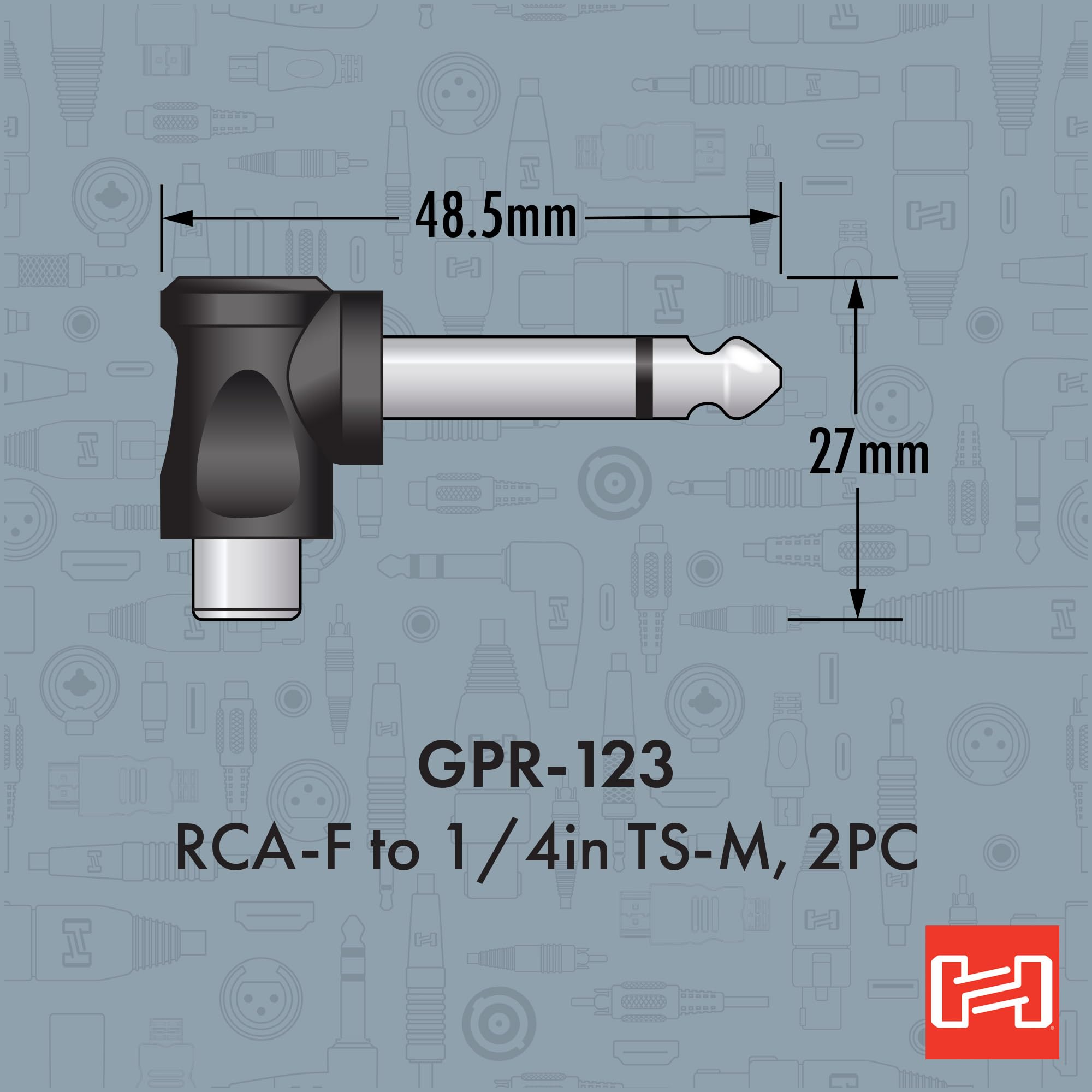 Amazon.co.jp: Hosa GPR-123 RCAメス-モノラルフォンオス L型変換