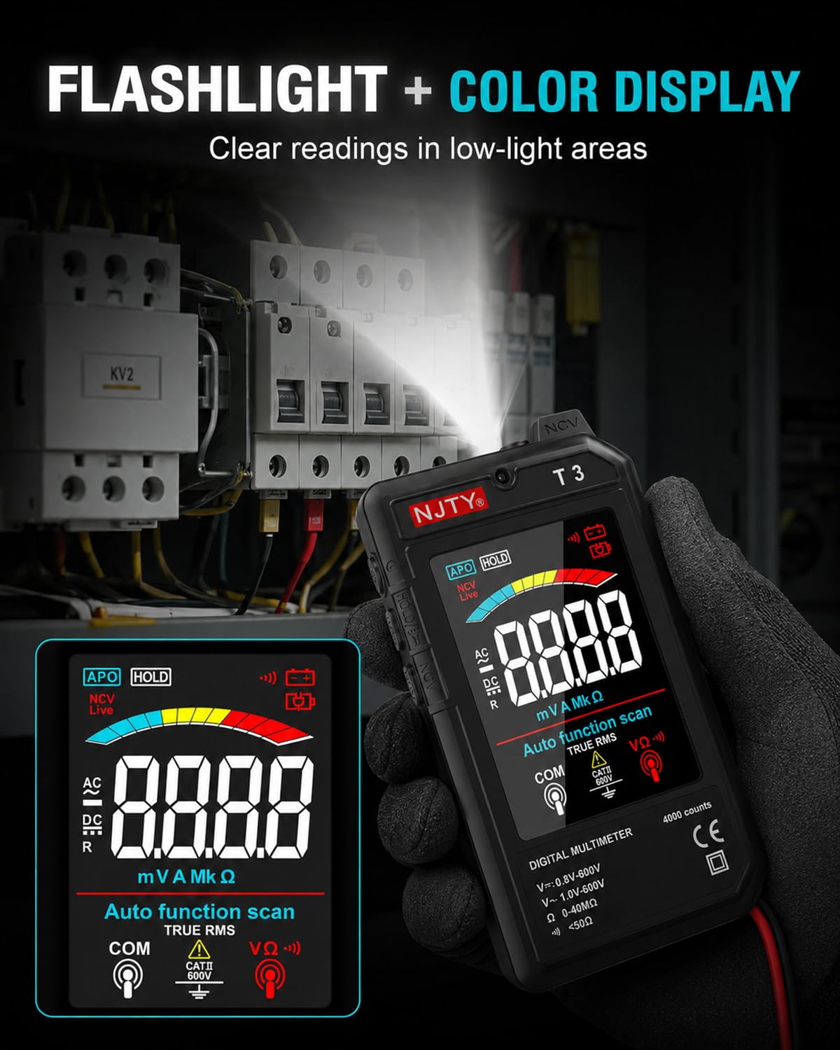 NJTY T3 Auto-Ranging Digital Multimeter, Type-C Rechargeable — Amazon image 6