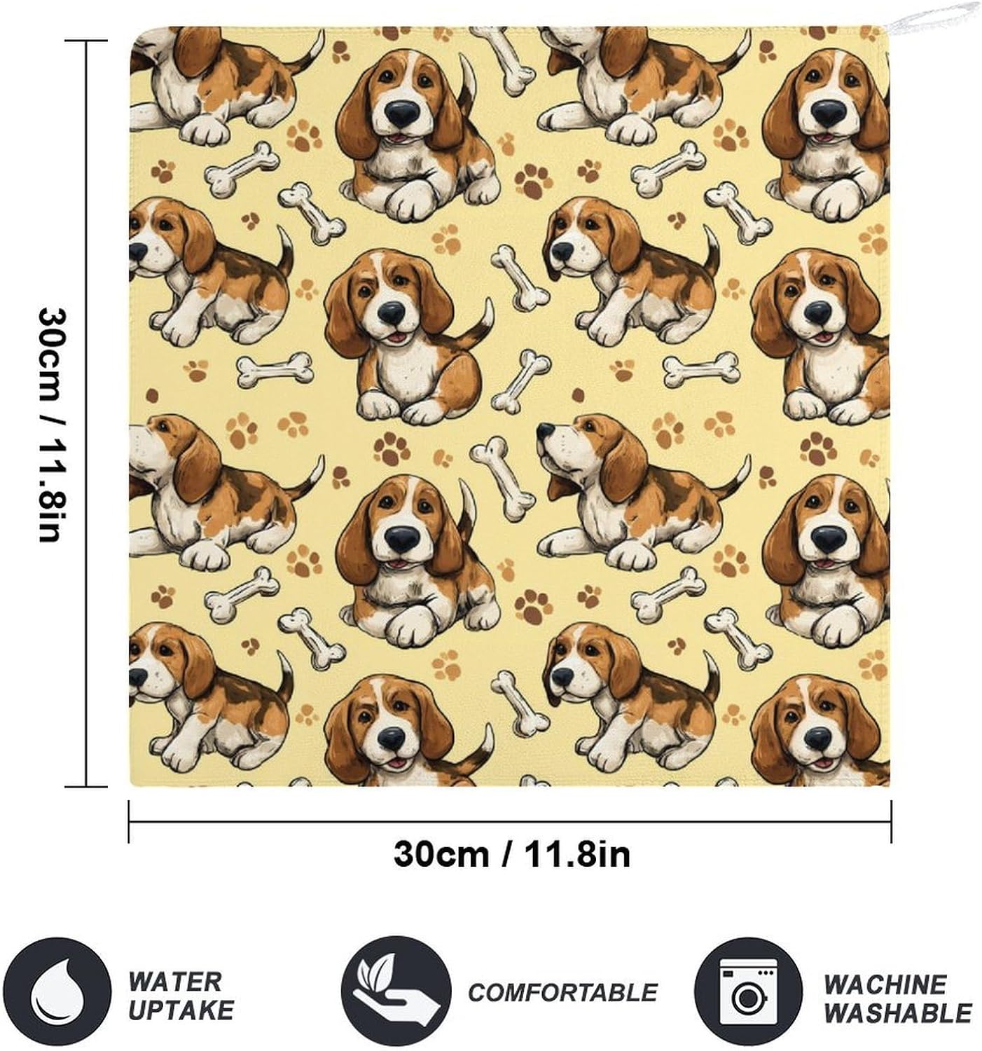 Beagle Dog Hand Towels for Bathroom Handkerchief | Absorbent,with Hanging Loop,Kitchen Towels,for Home Hotel,Soft