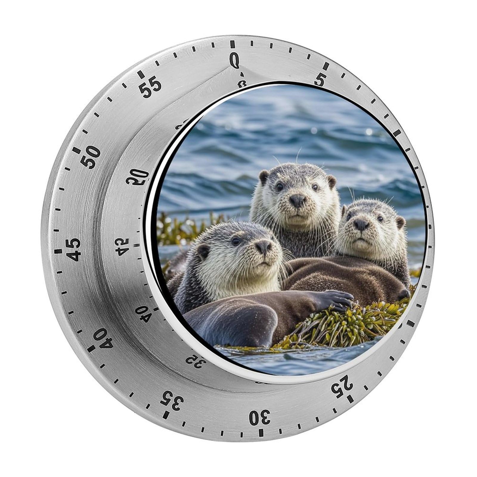 Sea Otter Family Printed Waterproof Christmas Timer with Loud Alarm Outdoor Timer for Cooking Exercise Baking