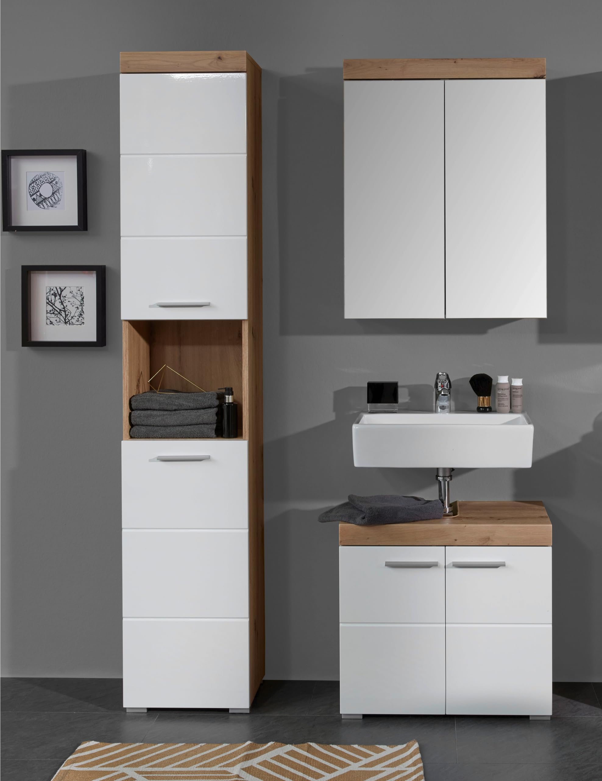 Trendteam Smart Living – Meuble De Salle De Bain Avec Lavabo En Céramique, Blanc, 81x82x46 Cm