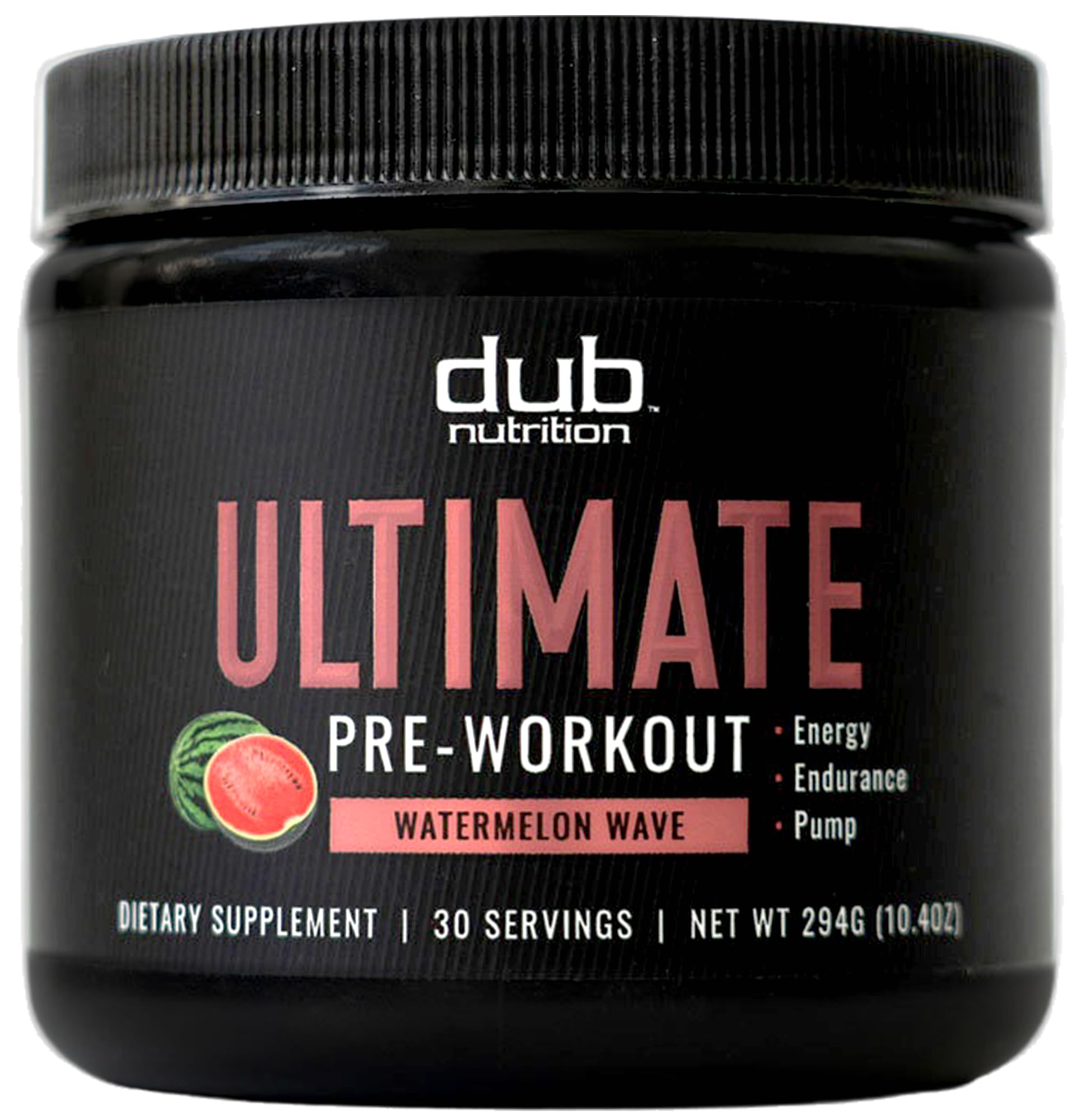 Dub Nutrition Pré-treino com cafeína 250 mg, sabor Watermelon Wave, 30 porções