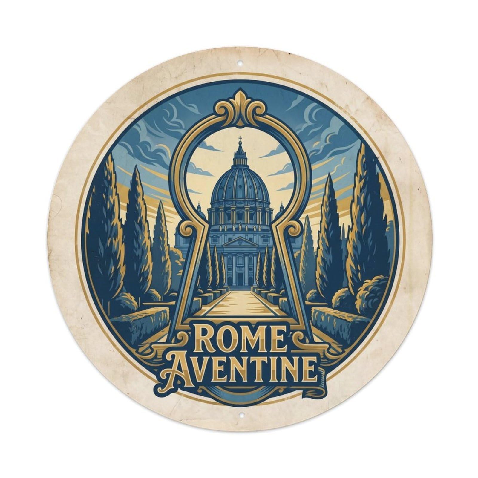 Classic Rome Italy Aventine City Landmark Travel Metal Tin Sign