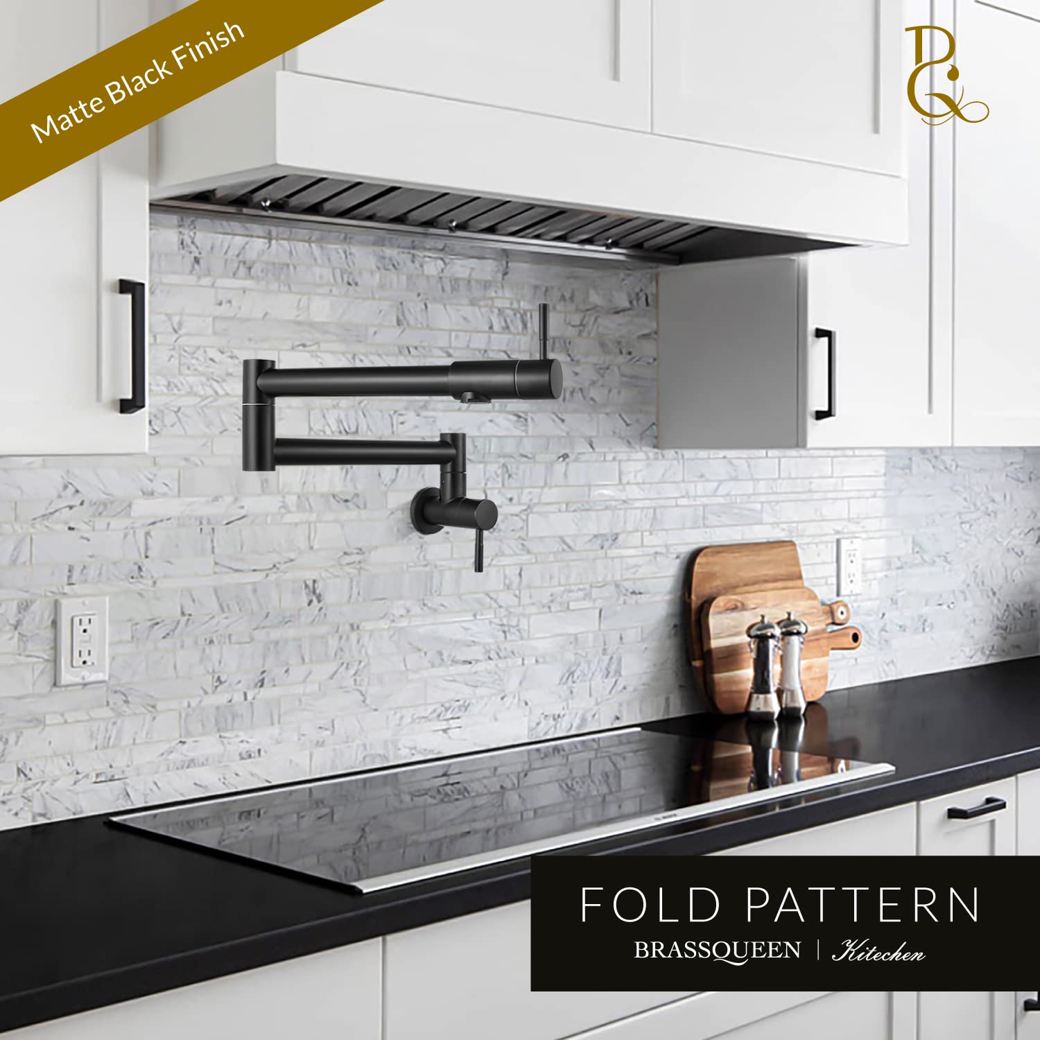 Grifo plegable para llenado de ollas, montaje en pared, de acero inoxidable, comercial, grifo de fregadero de cocina con brazo oscilante de doble articulación, grifo de montaje en pared de