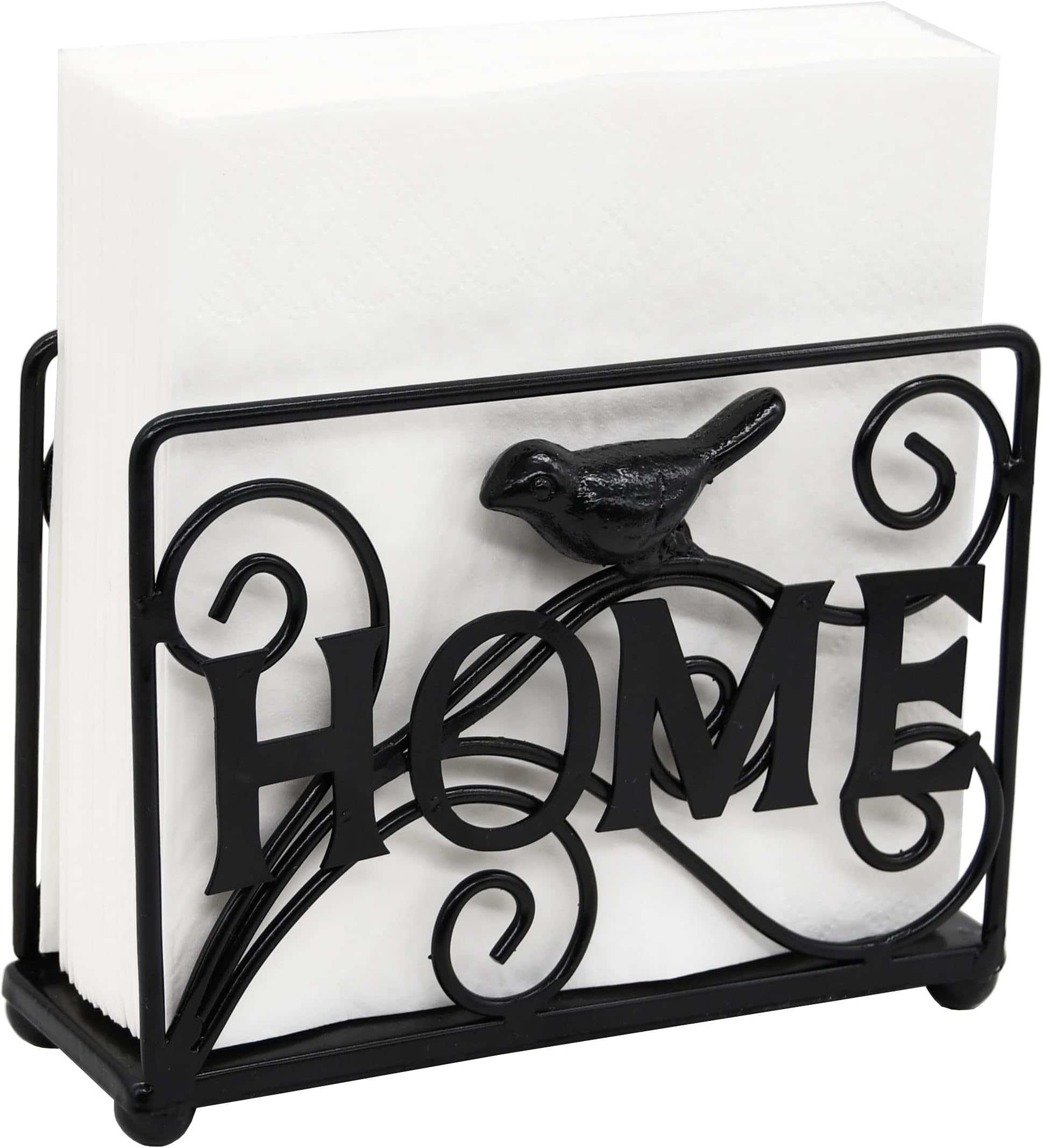 MyGift Black Metal Modern Tabletop Upright Cocktail Napkin Holder, Dinner Napkin