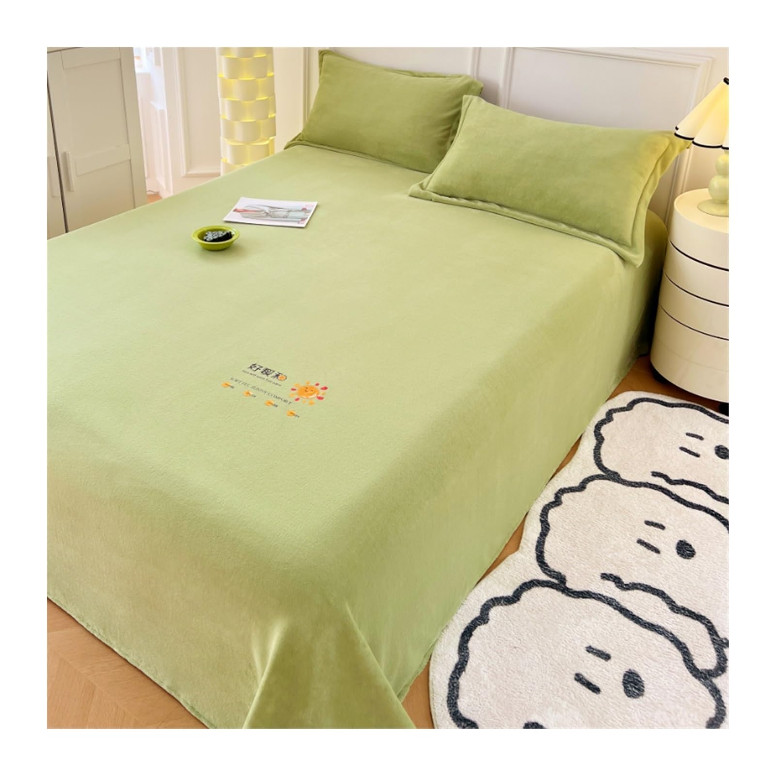 Drap Plat Ultra Doux En Peluche Microfibre Polaire Bleu - Extra Chaud Pour L'Hiver, Parfait Lit Queen 230 X 250 Cm