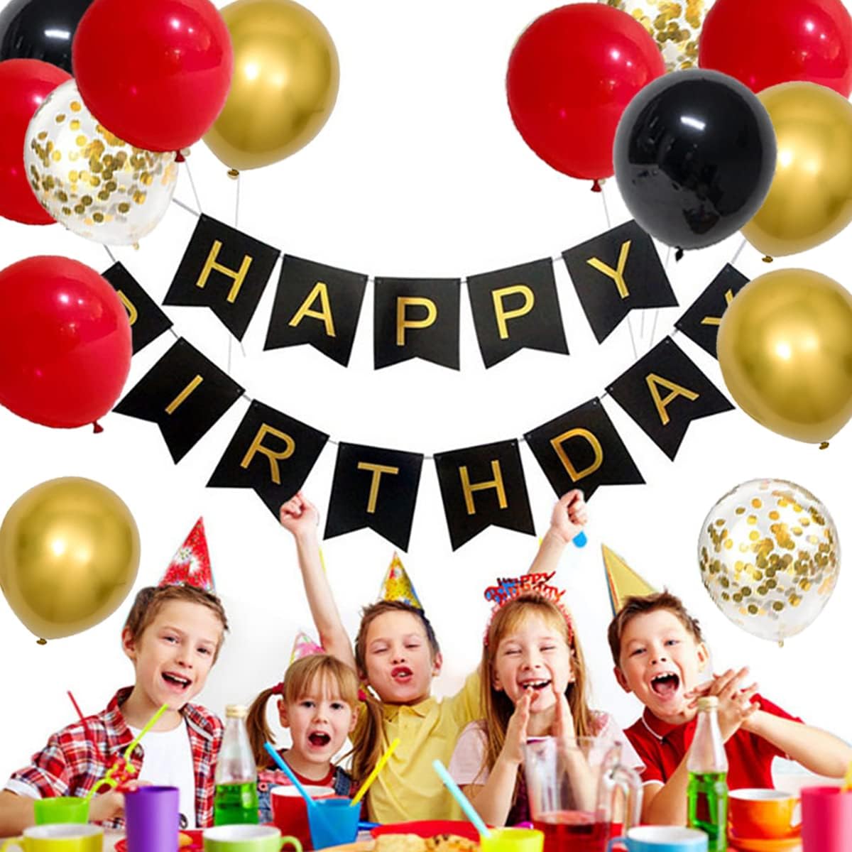 Red and Black Gold Balloon Garland Kit - 121PCS Red Black Metallic Gold Balloon Arch Confetti Balloon Heart Foil Balloon for Girls Bridal Shower 18th Birthday Graduation New Year Christmas Valentine Wedding Casino Party : Home & Kitchen