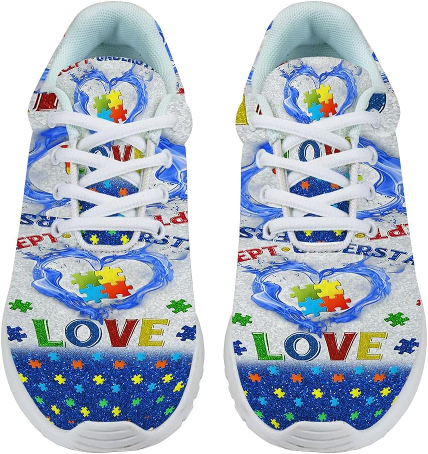 Autism Awareness Shoes for Women Men Trail Running Casual Fashion Sneakers Slip-on Tennis Shoes