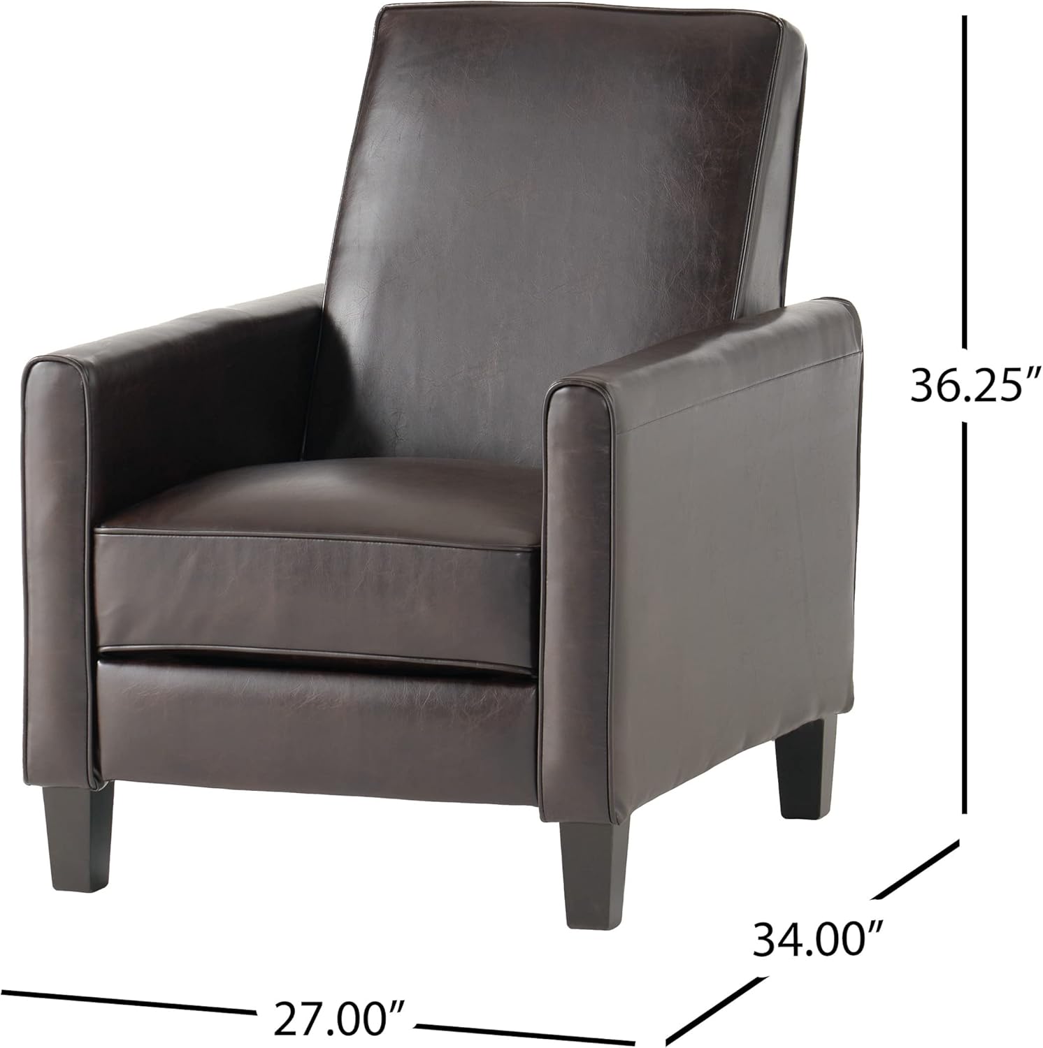 Lucas Leather Recliner Club Chair, Brown