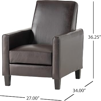Lucas Leather Recliner Club Chair, Brown