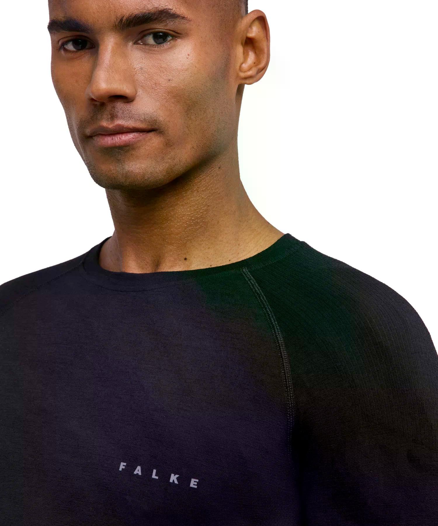 FALKE Mężczyźni Warstwa podstawowa (góra) Wool-Tech Light M S/s Ts wełna materiał funkcjonalny regulujące klimat 1 Sztuka, Czarny Black 3000, S