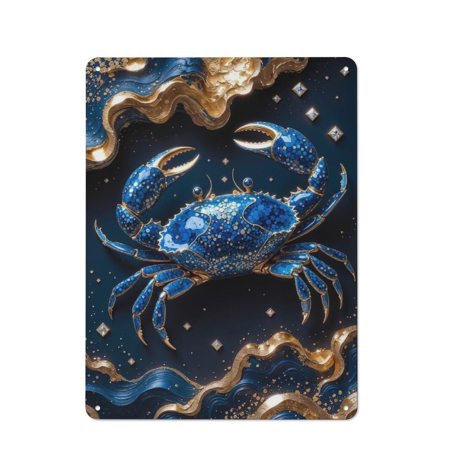 Junmoney Crab Kintsugi Art Metal Sign 40X30cm With For Pub Or Café, Retro Decor, For Cooler-Month Interiors With Retro Character