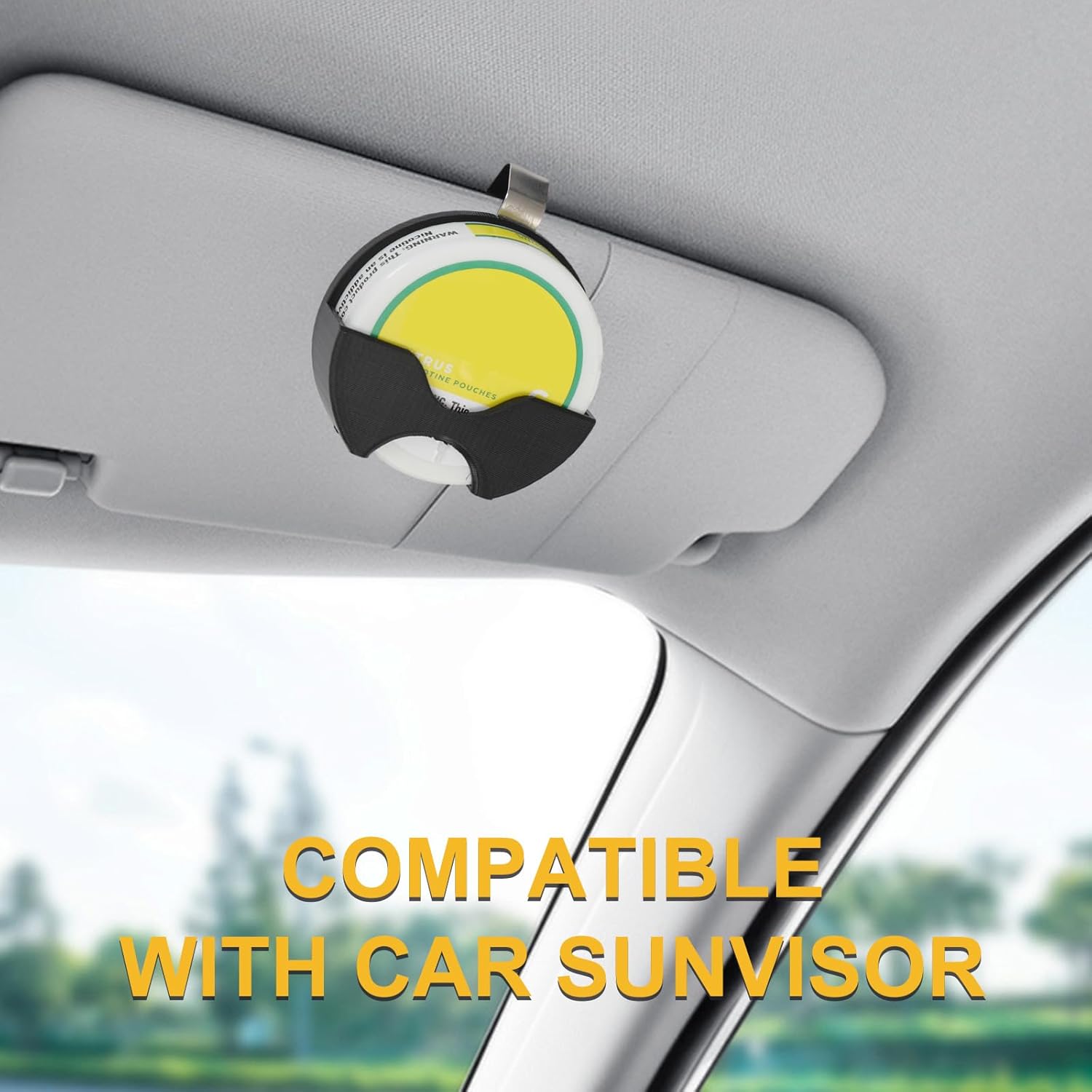 ZYN Car Sun Visor Holder Fits Zyn Standard Can Tins(Diameter2.75*Thickness0.78), Pouch Can Holster Clip for Car & Belt, 3D Printed Process, High-Temperature Resistant Materials (Black) - Image 3
