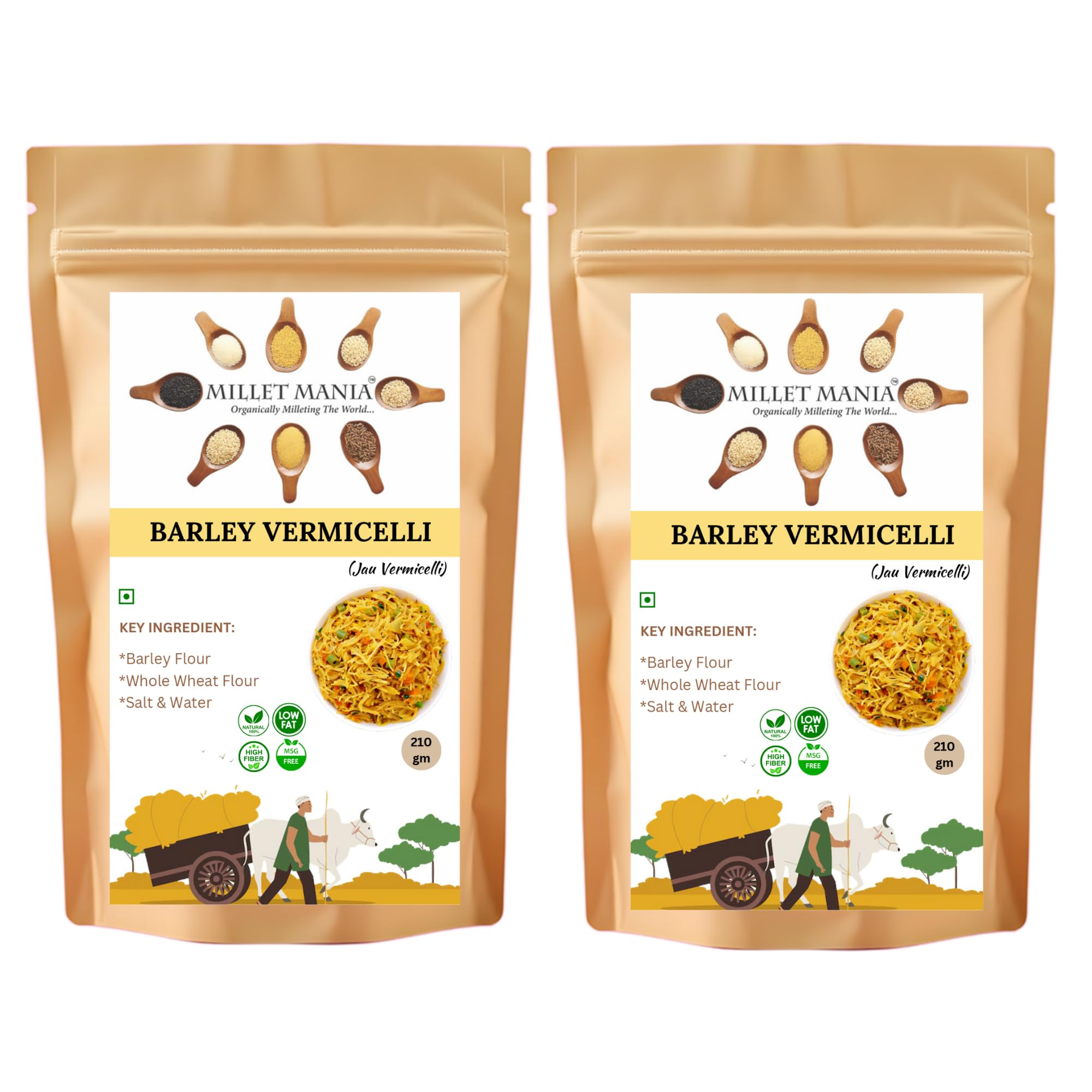 Barley Vermicelli | 210g Pack | High Fiber Diabetic-Friendly Semiya | Healthy Vermicelli for Upma, Kheer & Soups | Weight Management Food | No Maida | Quick Cook Meal | Preservative-Free | Ideal for Kids, Adults & Elderly (Pack of 2)