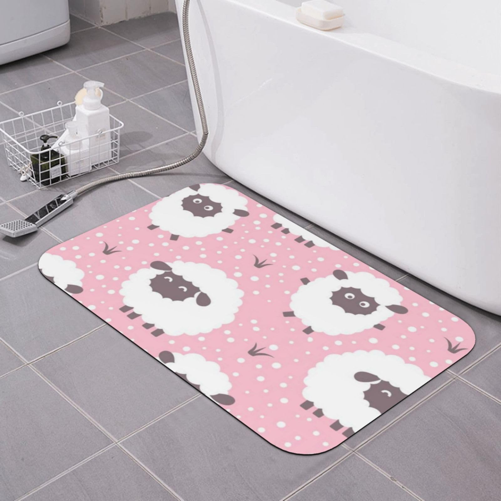 Tapis de bain en terre de diatomées doux BONDIJ absorbant blanc