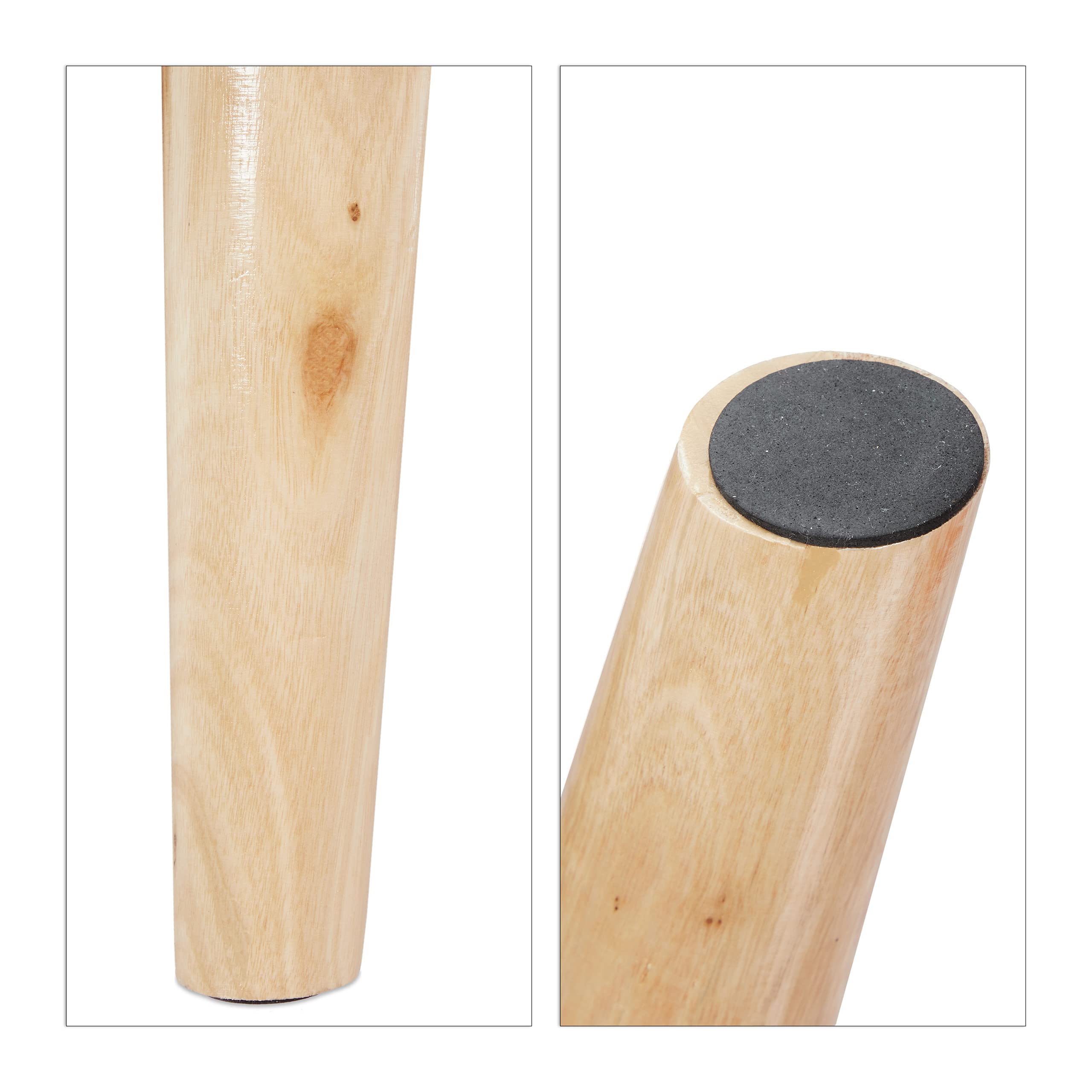 Relaxdays Panca Contenitore, 40x41x80 cm, 40L, Seduta Imbottita, Gambe in Legno, Pouf Cassapanca, 2 Posti Comodi, Crema