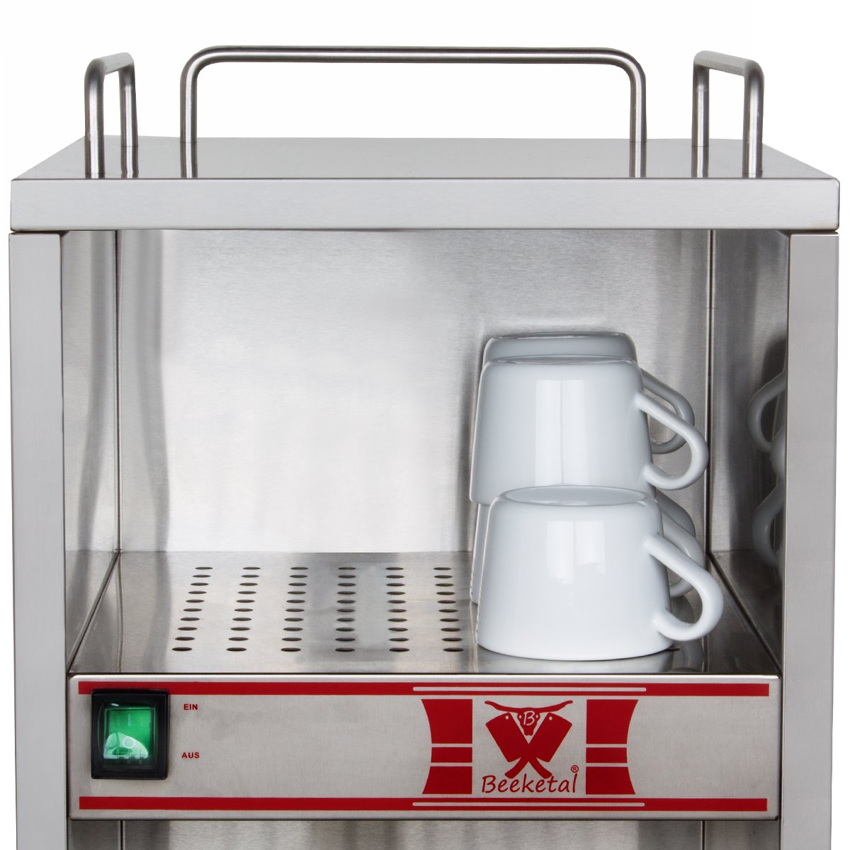 Beeketal 'BTW-1' Profi Gastro Tassenwärmer elektrisch für bis zu ca. 36 Tassen (je nach Tassengröße), 2 Fächer getrennt regelbar, konstante Wärme mit nur 2 x 70W, (B/T/H): ca. 250 x 320 x 550 mm