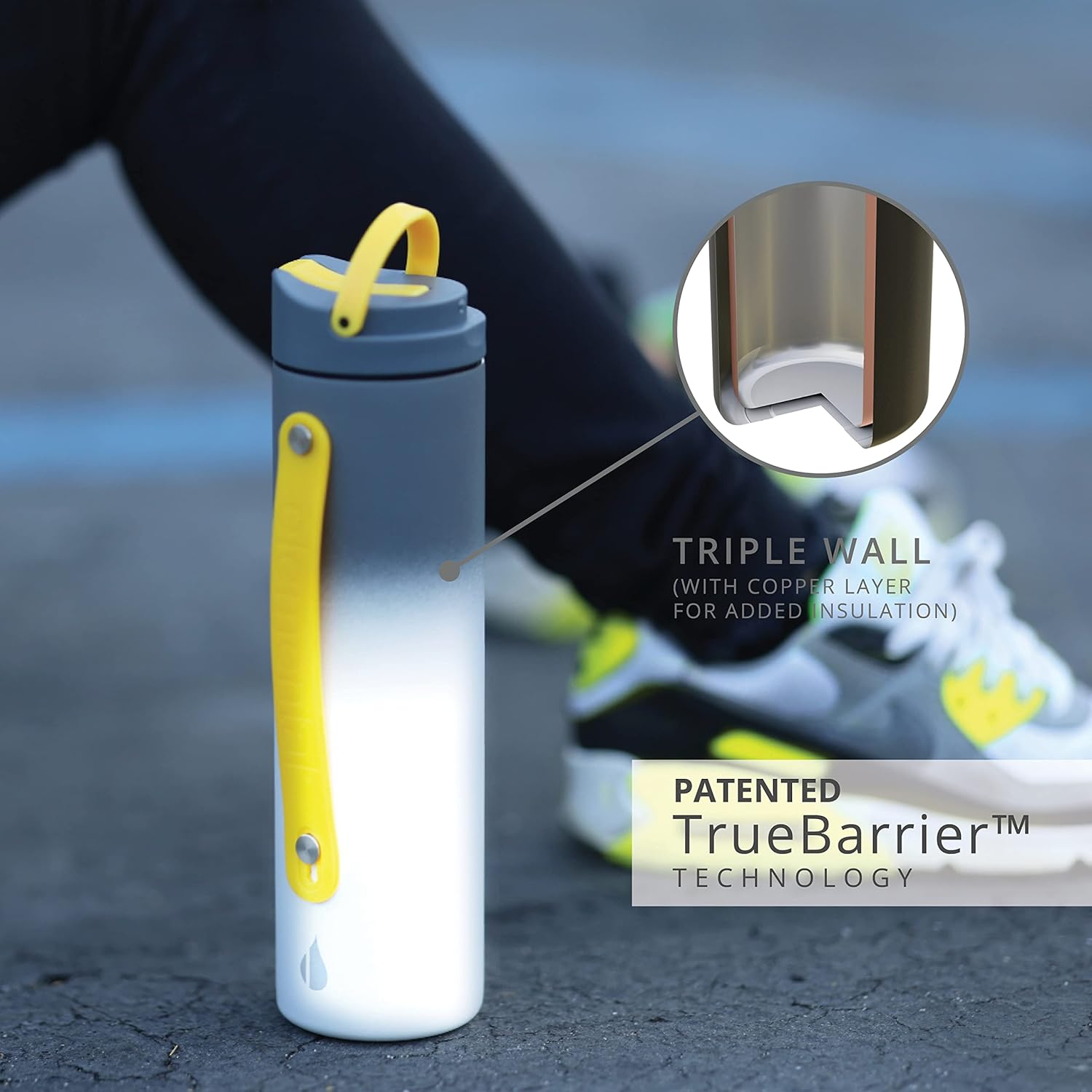 Elemental Iconic Stainless Steel Water Bottle with Straw - 20 oz Leak Proof Triple Wall Insulated Water Bottles for Travel and Sports - Reusable Gym Water Bottle with 2 Straws - Lightning Storm - Image 3