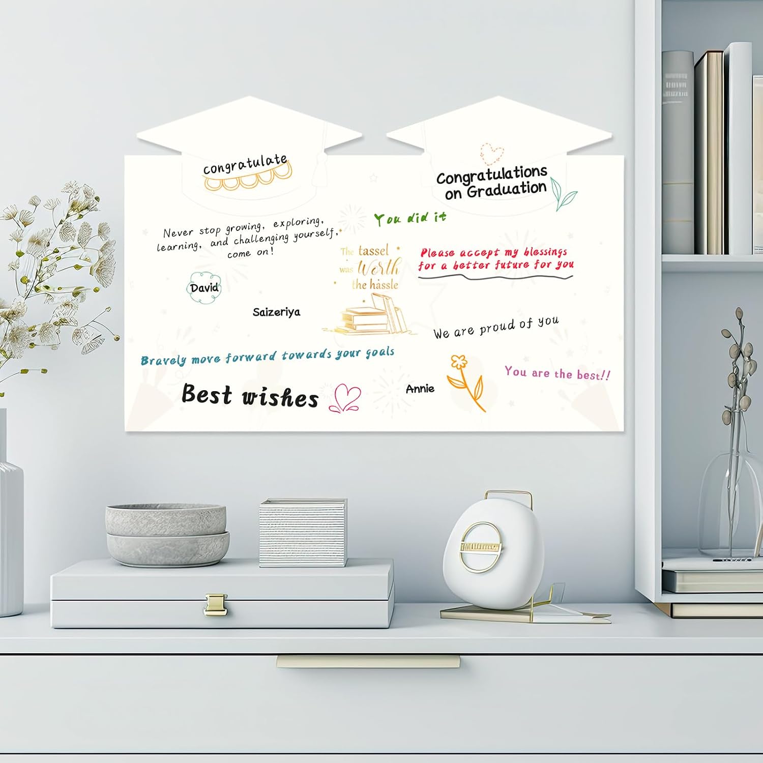 Big Graduation Card 2026 Blue Gold Jumbo Guest Book Signature Congrats Grad Guestbook Gift for College High School Graduates Graduation Party Decorations Supplies
