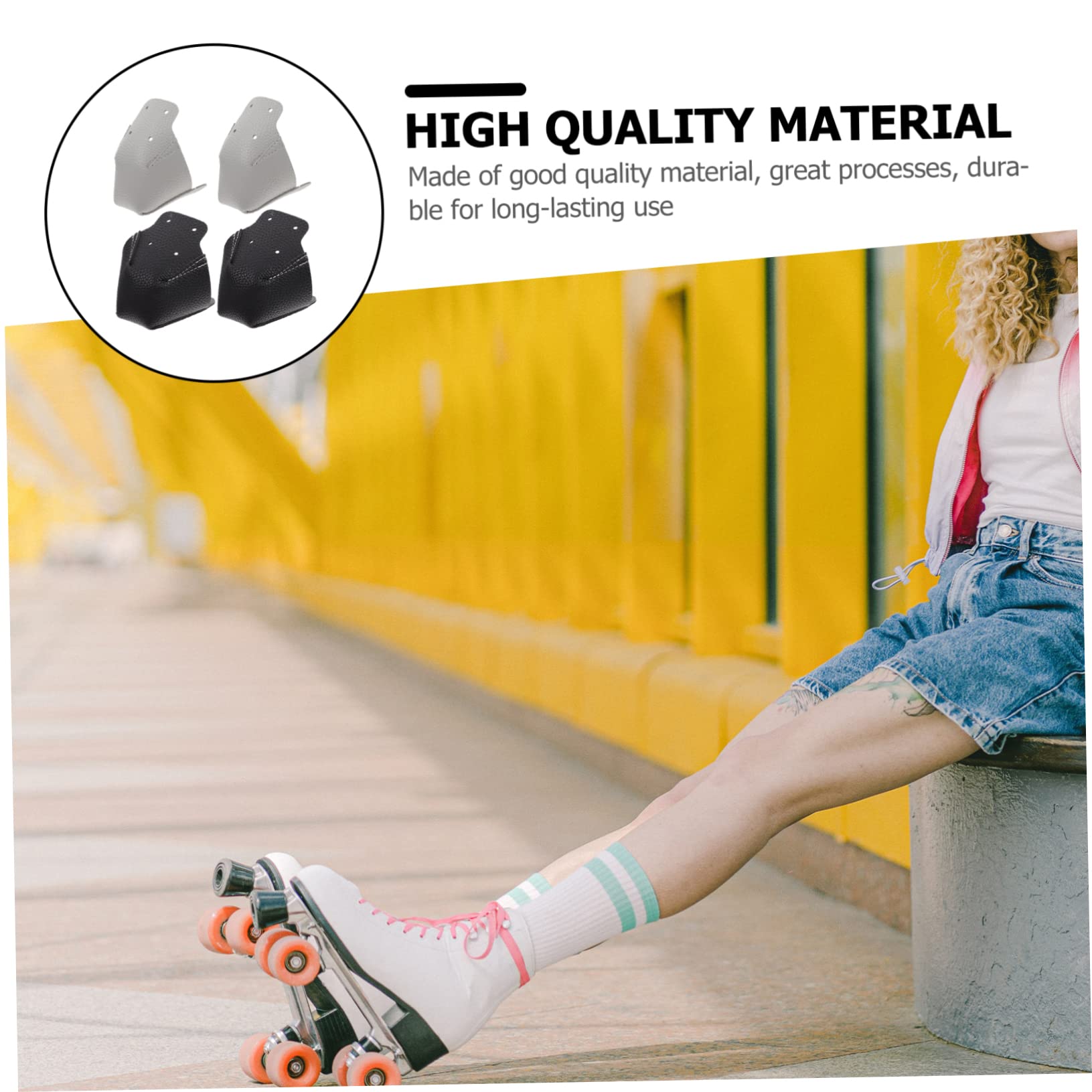 Skate-Stiefel Rollschuh-zehenkappen Zehenkappen Rollschuhe Schlittschuhe Schlittschuh-zehenstopper Skate-Pads Skaterschuhe Rollstiefel Rollen Roller Leder Black