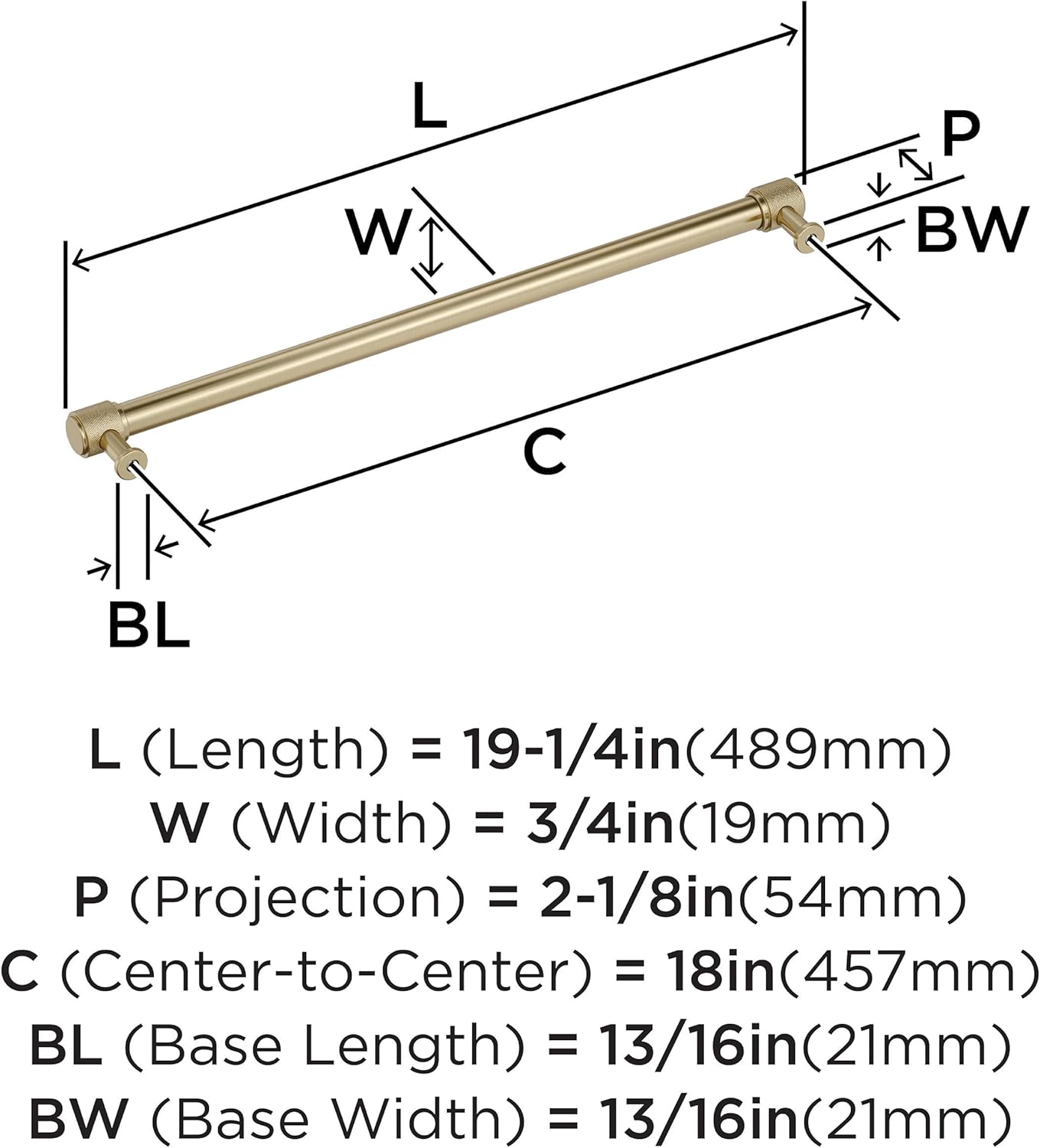 Amerock Faraday 18 inch (457mm) Center-to-Center Golden Champagne Appliance Pull, BP37751BBZ