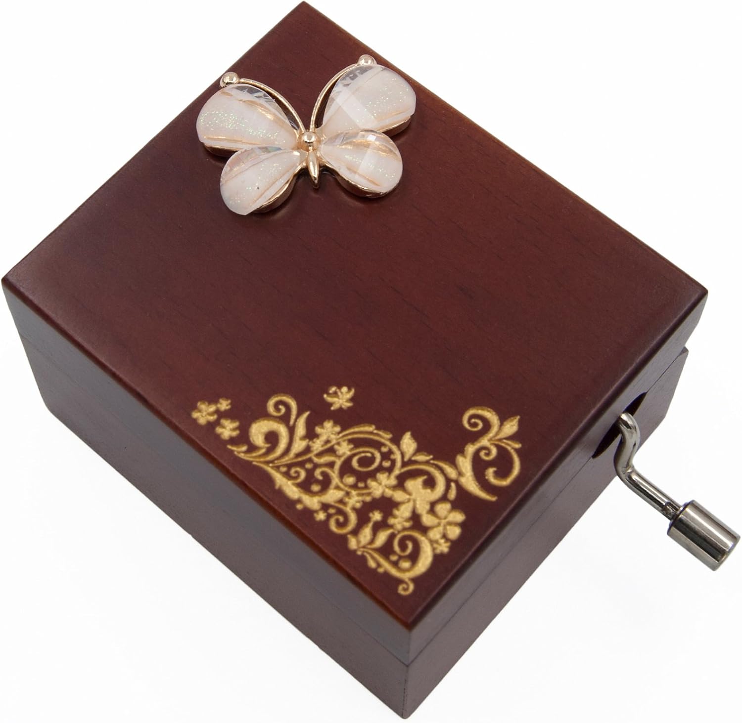 Mini Handcrank Music Box for Christmas/Birthday/Valentine's Day, Tune of Fur Elise(Butterfly)