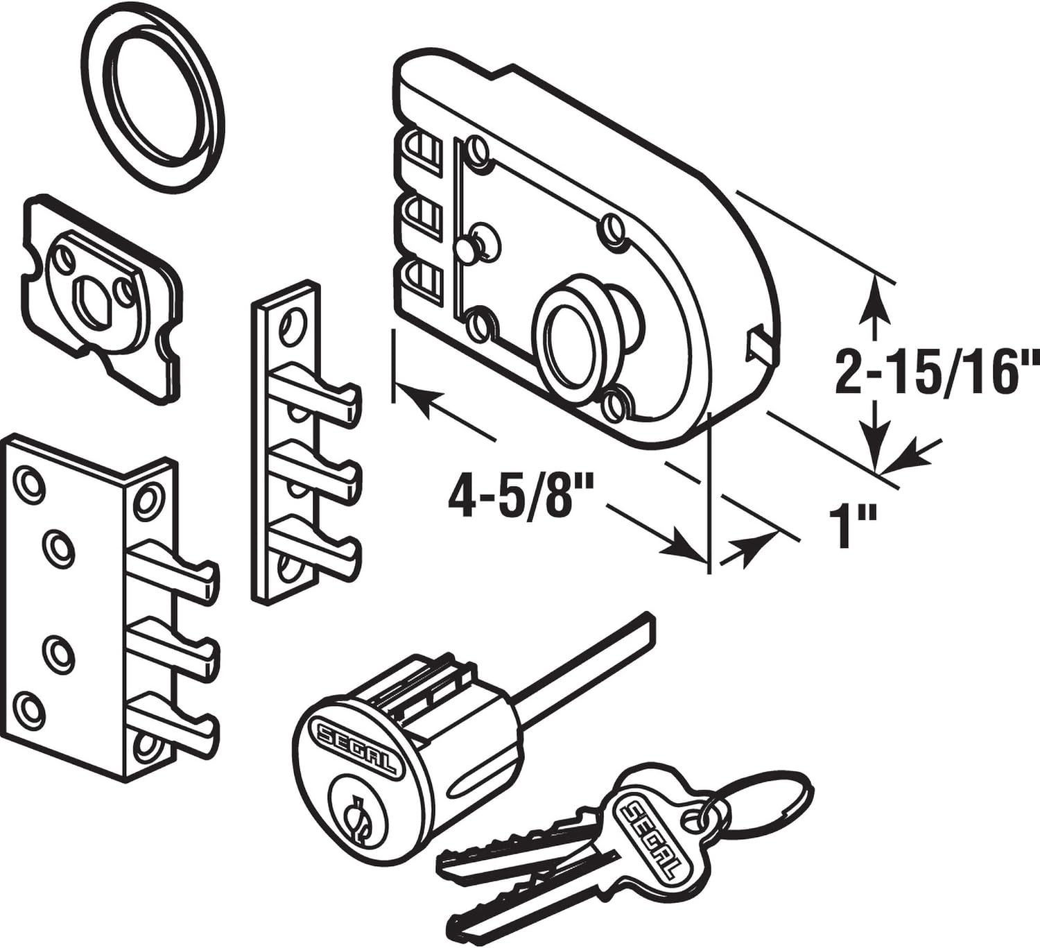 Segal SE 14328 Single Cylinder Deadbolt Chrome Slam Lock with Flat and Angle Strike (Single Pack)