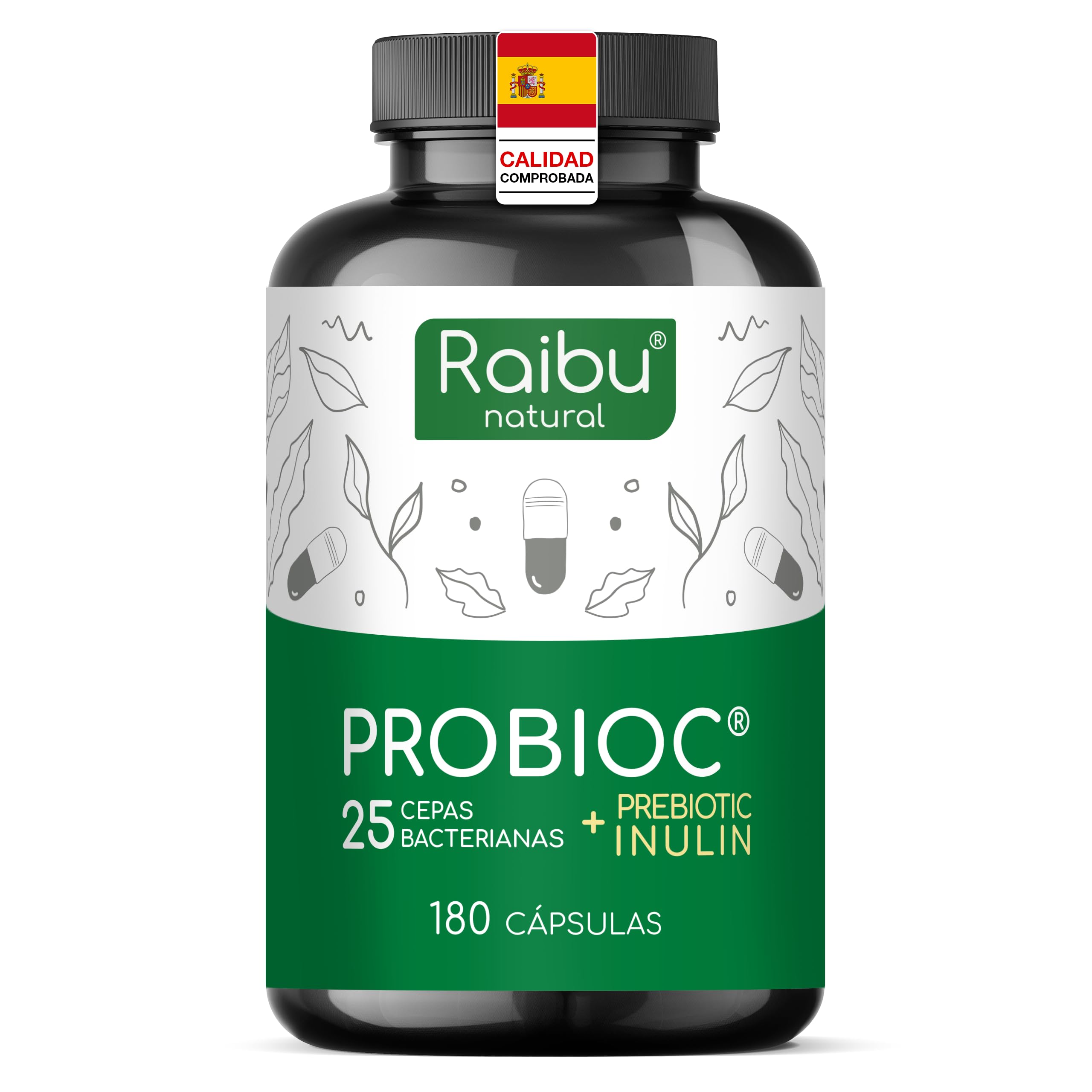 180 cápsulas con 25 cepas bacterianas e inulina de achicoria