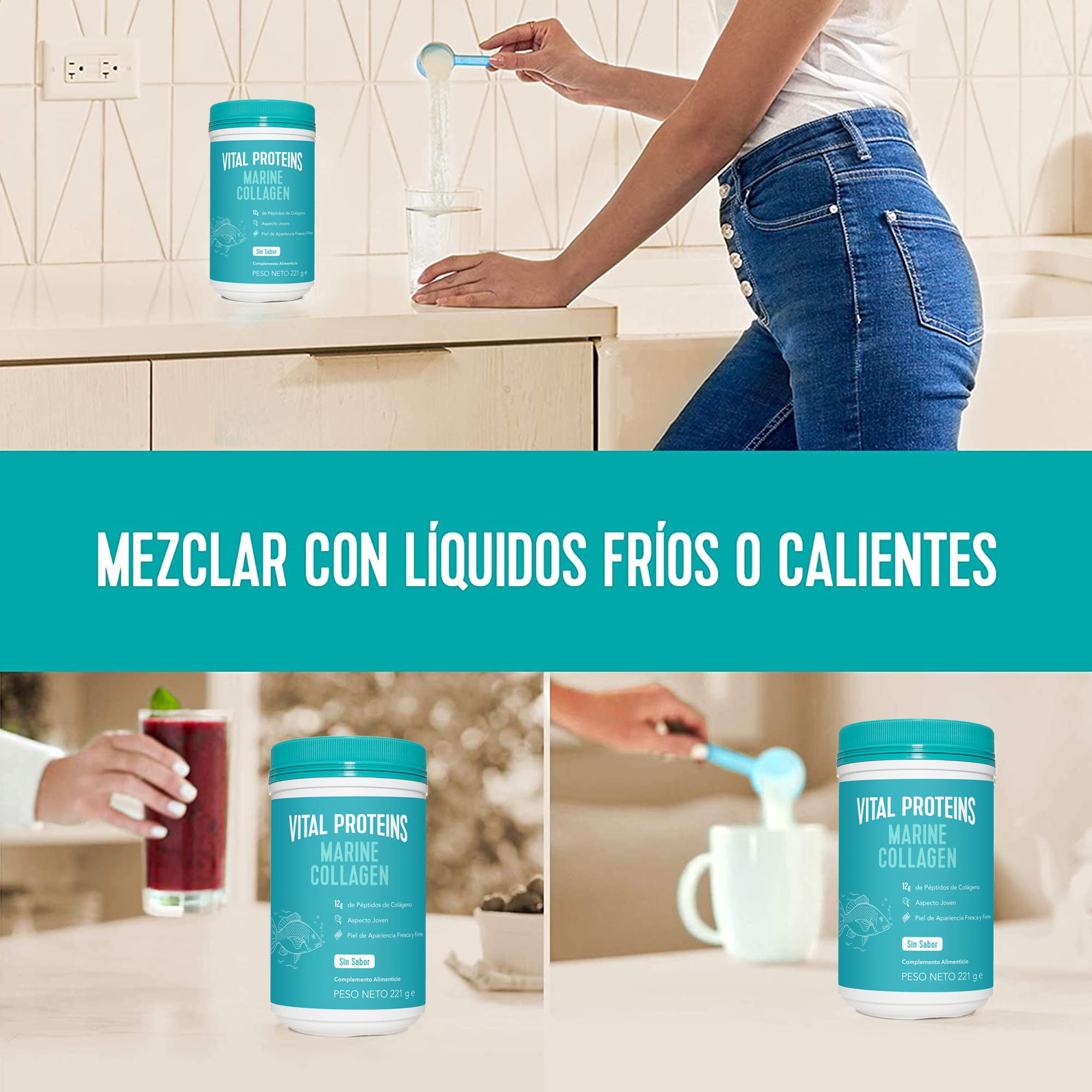 Vital Proteins Colágeno Marino en Polvo, Suplemento de Péptidos, Colágeno Hidrolizado, 221 g