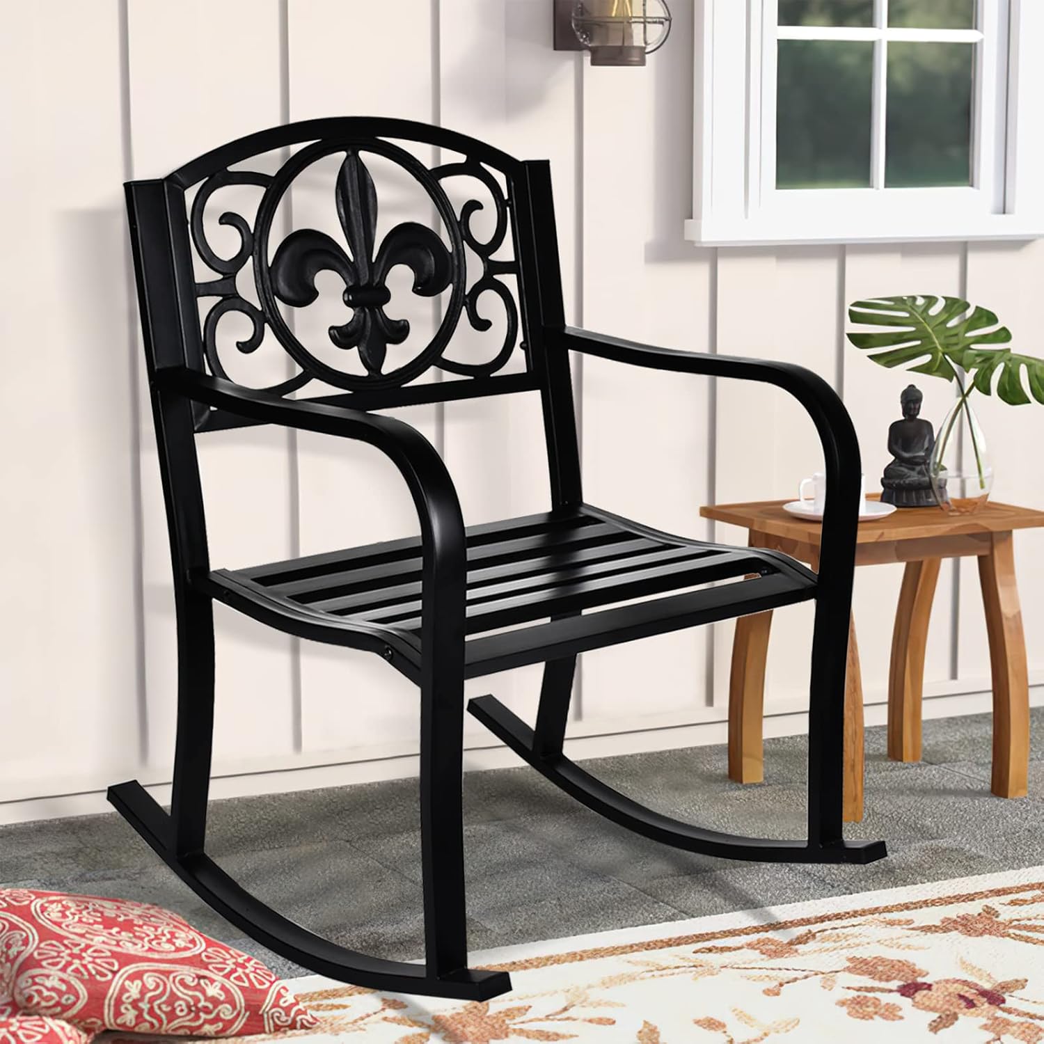 Outdoor Patio Rocking Chair, Metal Rocking seat for for Deck, Backyard or Garden (Set of 2)