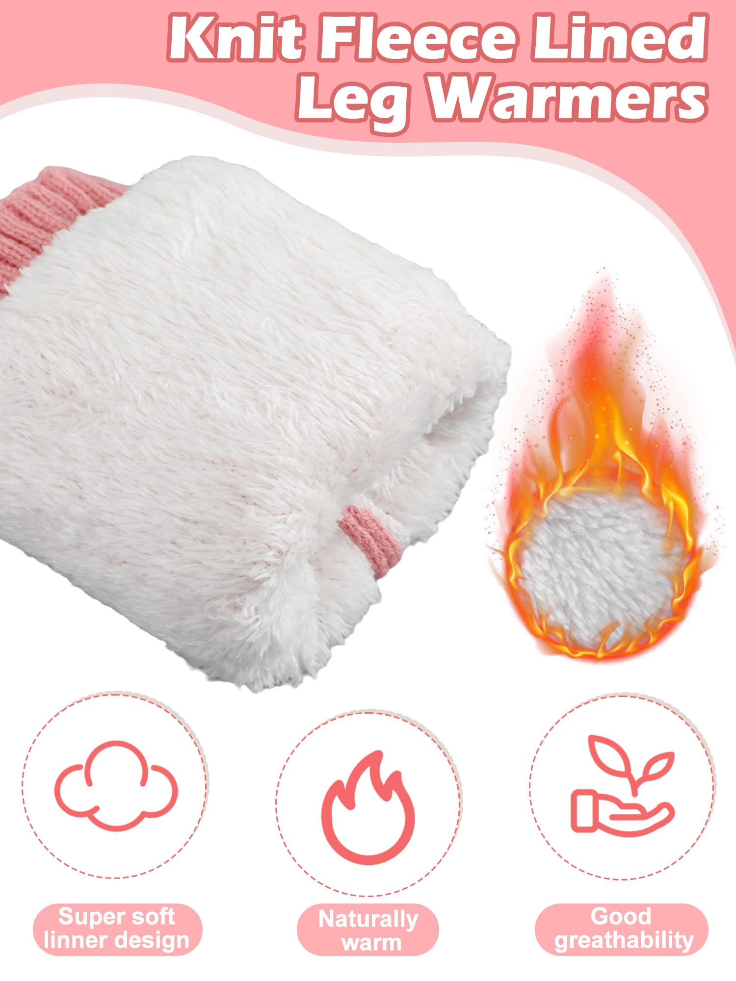 Chuarry 3 Pairs Winter Fleece Lined Leg Warmer for Women Skating Leg Warmer Long Boot Socks for Women Skating Every Day Wear