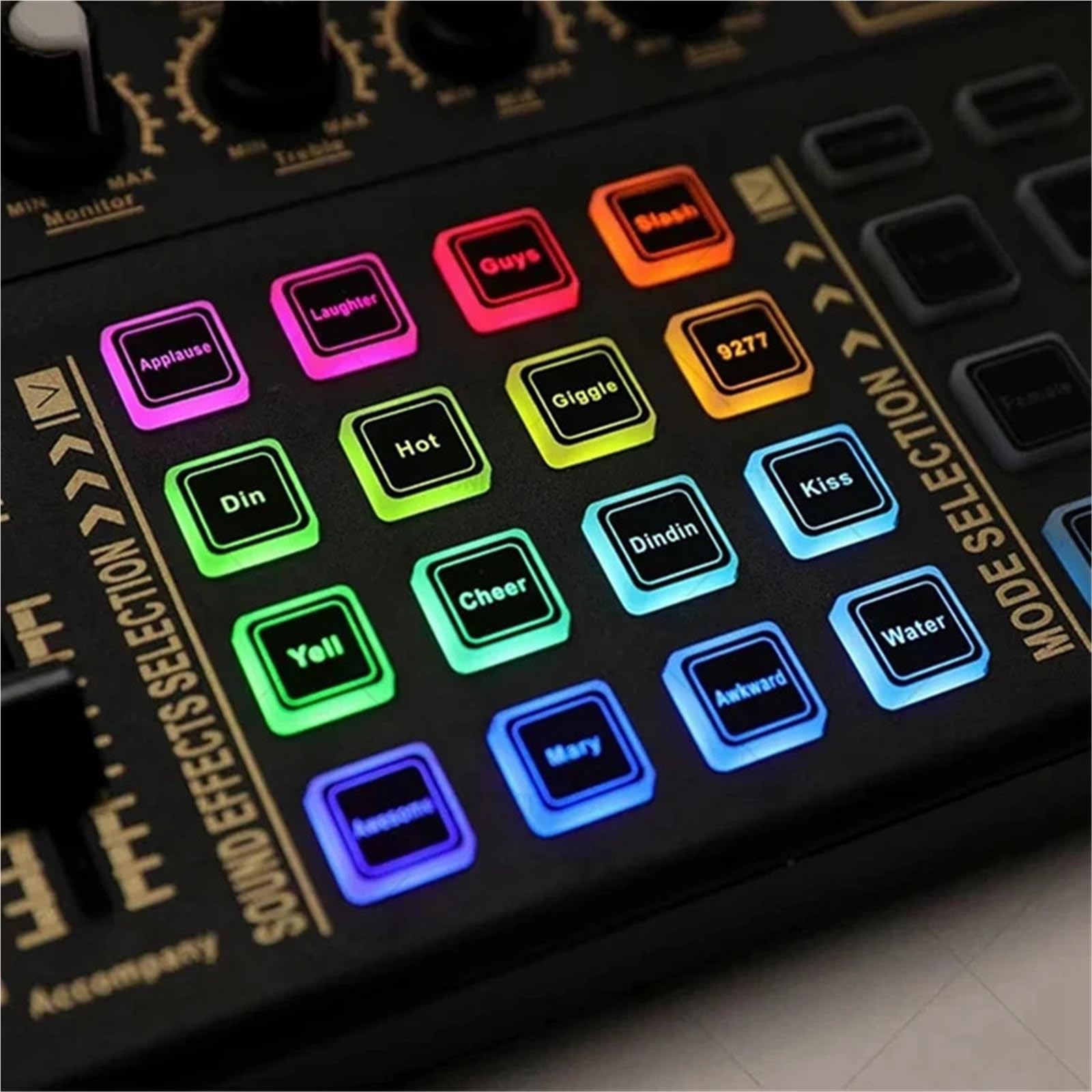 Controladora DJ, Tarjeta de sonido en e interfaz de con múltiples efectos de mezclador de DJ, cambiador de voz y luz LED.