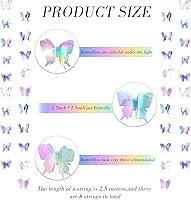 Vista 2 de Zonon 4 guirnaldas colgantes de mariposa 3D para decoración de fiesta de papel de mariposa, telón de fondo para bodas, cumpleaños, baby shower