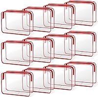 Vista 13 de TISRATOK 12 bolsas de maquillaje transparentes para mujer con cremallera, bolsa de aseo aprobada por la TSA, bolsa de cosméticos a granel para Blanco