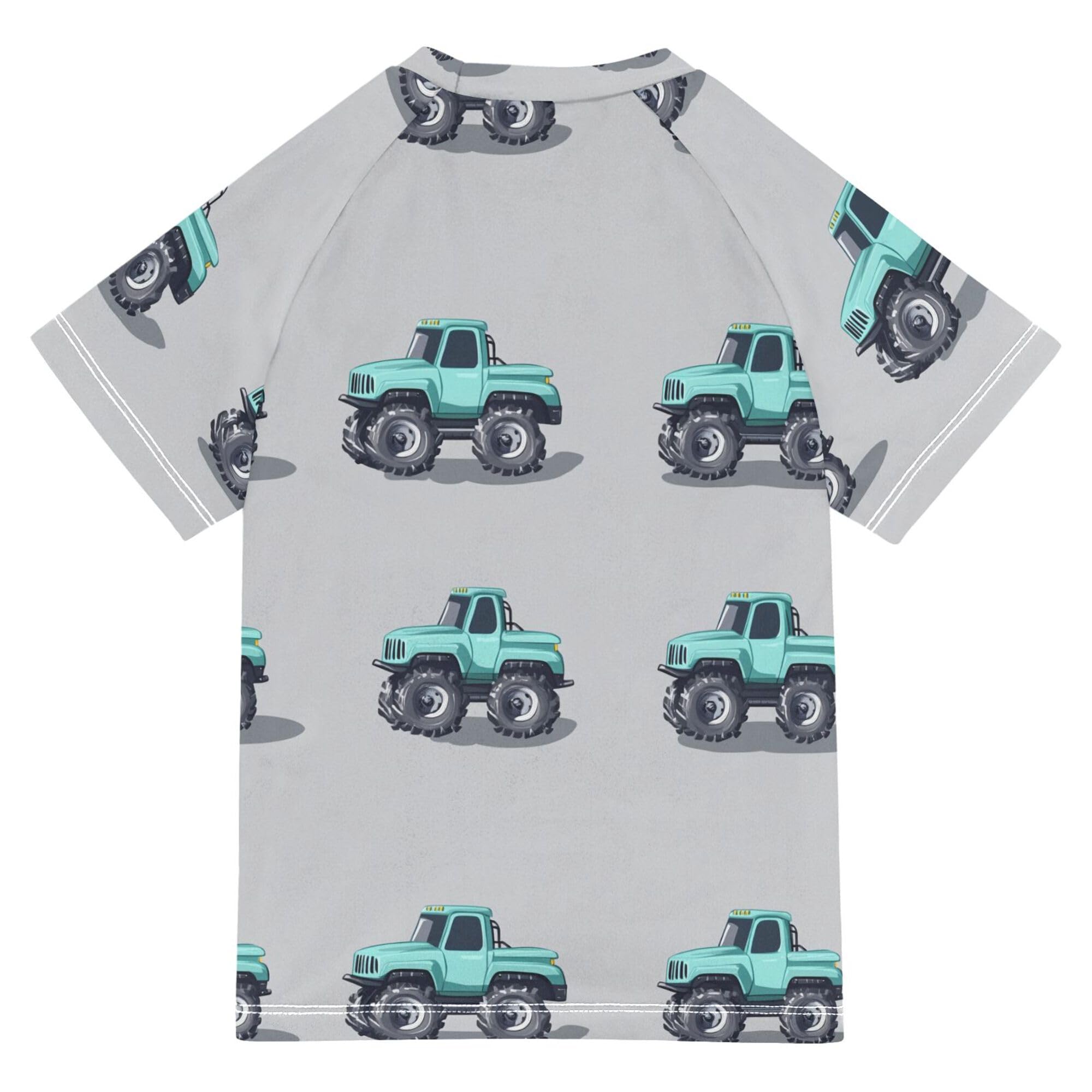 Cartoon Truck Car Grey Bathing Suit Girls UV Protection Girls Rash Guard Top Swimwears Shirts for Teen Boys 5-6T