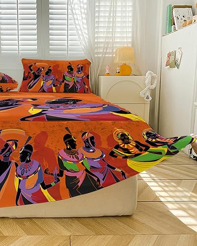 Miniatura 5 de Faldas de cama plisadas envolventes para mujeres africanas para cama matrimonial de 54 x 75 pulgadas, falda de cama decorativa con volantes de