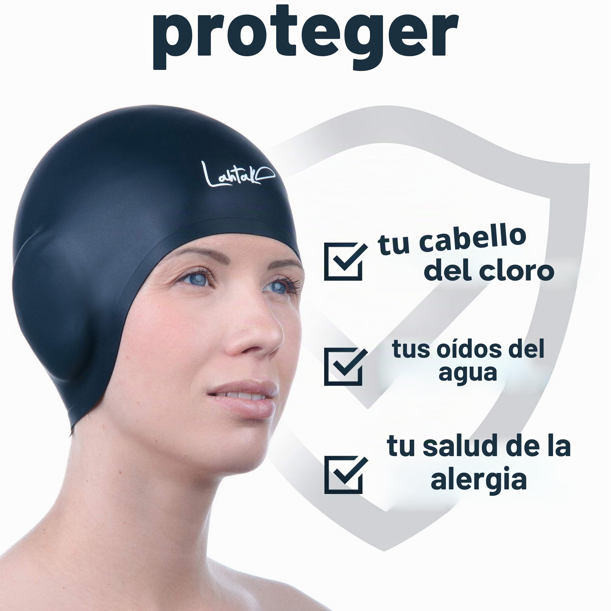 Gorro de Natación 3D de Silicona Impermeable para Mujer, Hombre, Niños y Adultos