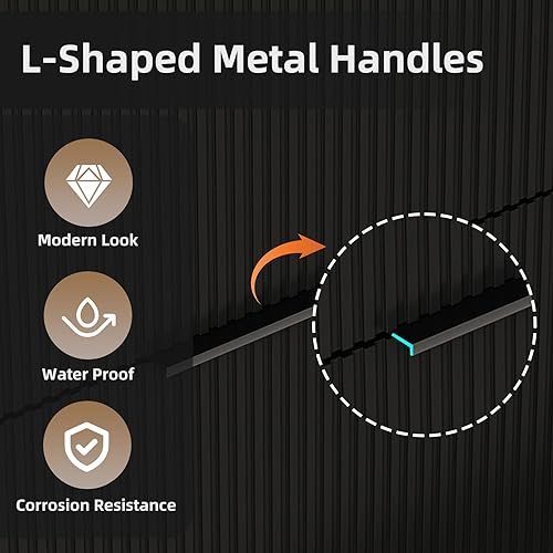 Miniatura 7 de Gabinete de baño flotante de 24 pulgadas, color negro, tocadores de baño montados en la pared, vanidad moderna acanalada con cajones