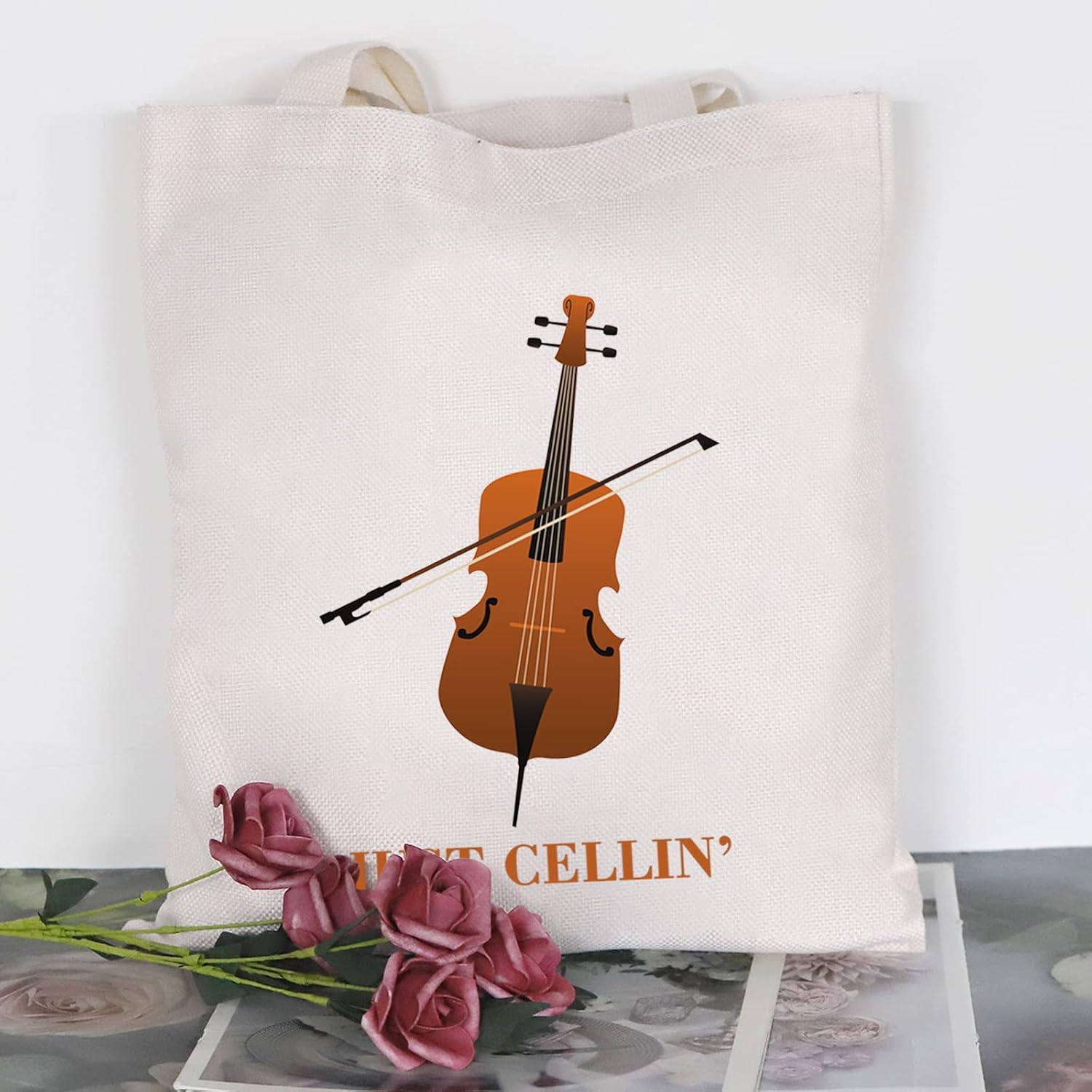 BDPWSS Cello Gift Cello Music Tote Bag Just Cellin’ Funny Cello Cellist Orchestra Musician Reusable Handbag Cello Player Gift