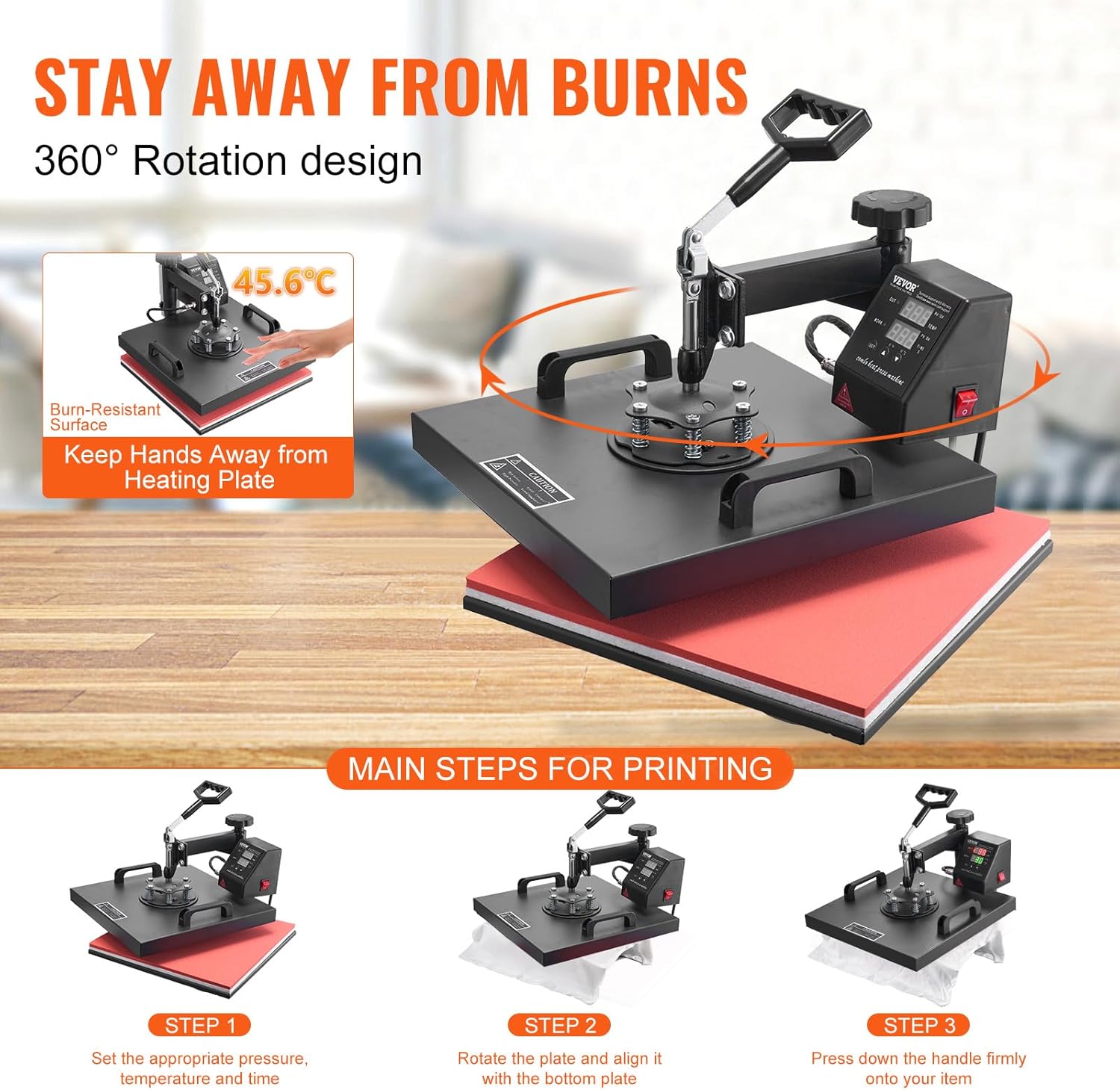 VEVOR Heat Press Machine 8 in 1 Combo Heat Press 15x15 Inch Heat Transfer Machine 360-Degree Swing Away Digital Tshirt Press Multifunction Heat Transfer Sublimation for T Shirts Mugs Hats Plates Caps