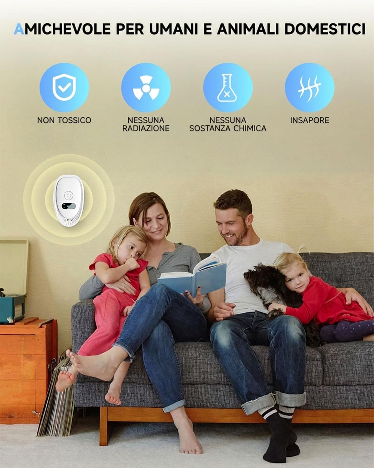 Repellente per Parassiti a Ultrasuoni, 6 Pacco con Interruttore Indipendente – Efficace contro Zanzare, Topi, Insetti, Scarafaggi, Formiche, Ragni – Sicuro per Bambini e Animali Domestici
