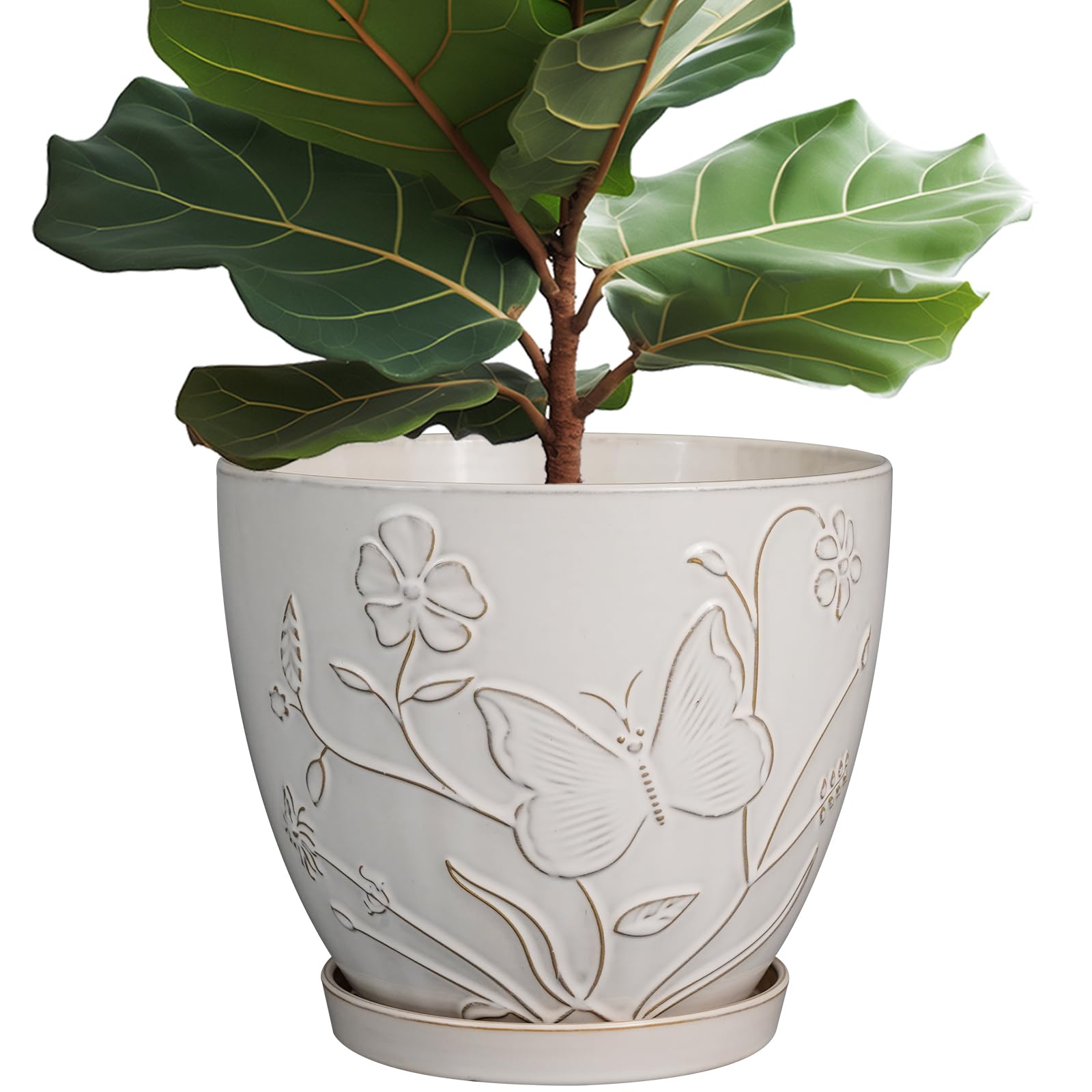 MPotTo 10 Inch Ceramic Planter Butterflies