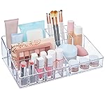 STORi Audrey Clear Vanity Makeup Organizer | 15-Compartment Holder for Brushes, Eyeshadow Palettes, & Beauty Supplies | Stacks on Audrey Storage Drawers | Made in USA