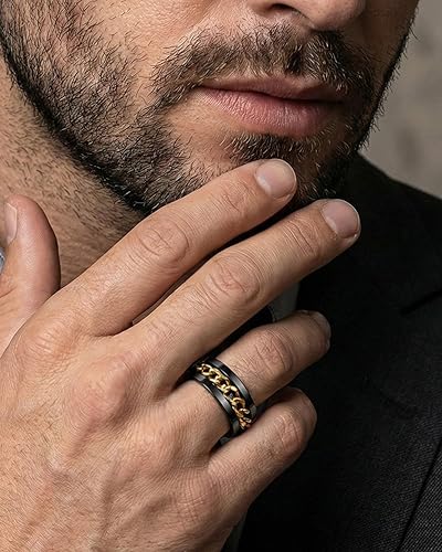 Vista 21 de King Ring 8mm Spinner Ring – Fidget Ring for Men & Women – Designed in USA Negro