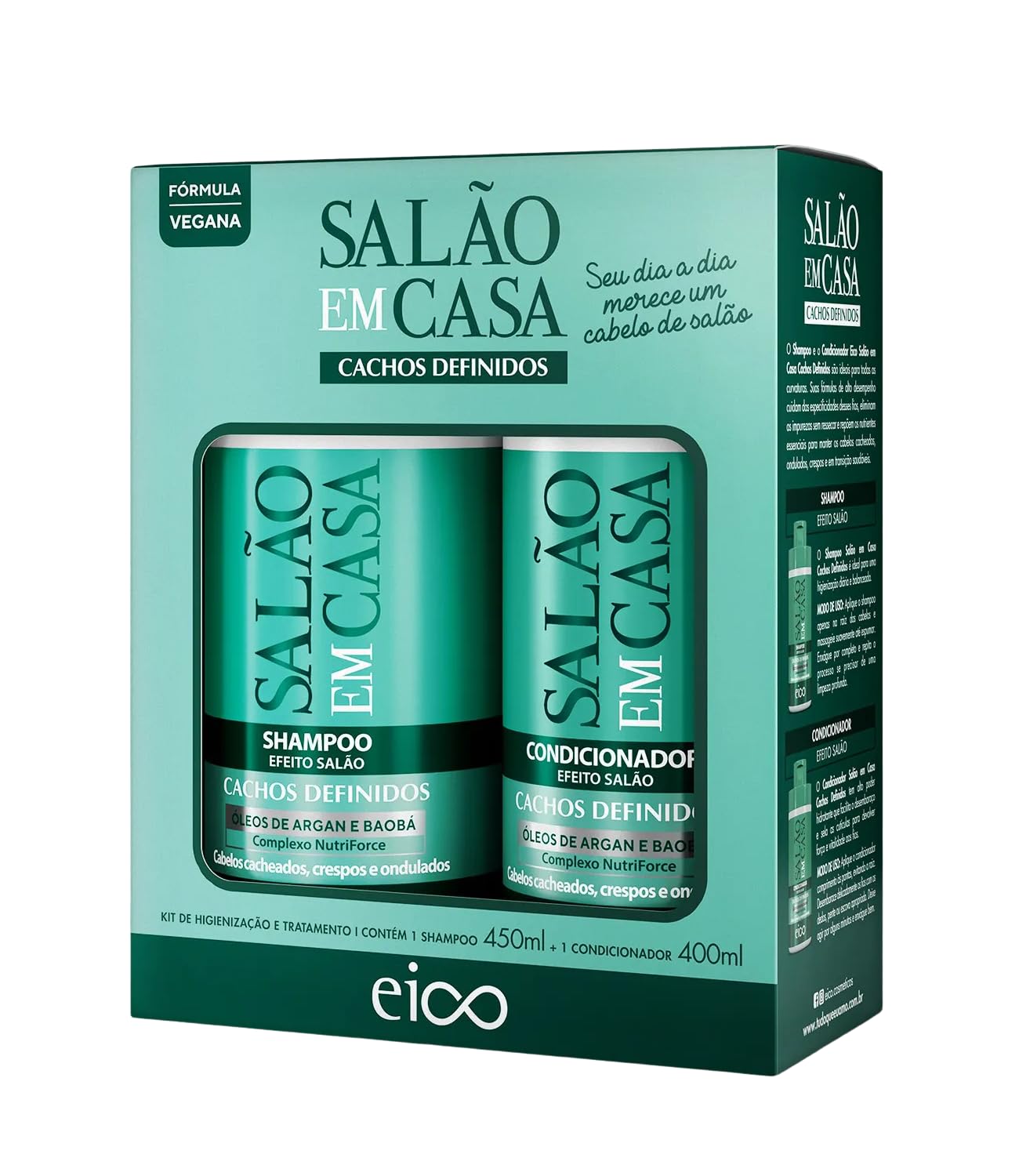 Eico Kit Salão em Casa Cachos Definidos Shampoo 450ml +