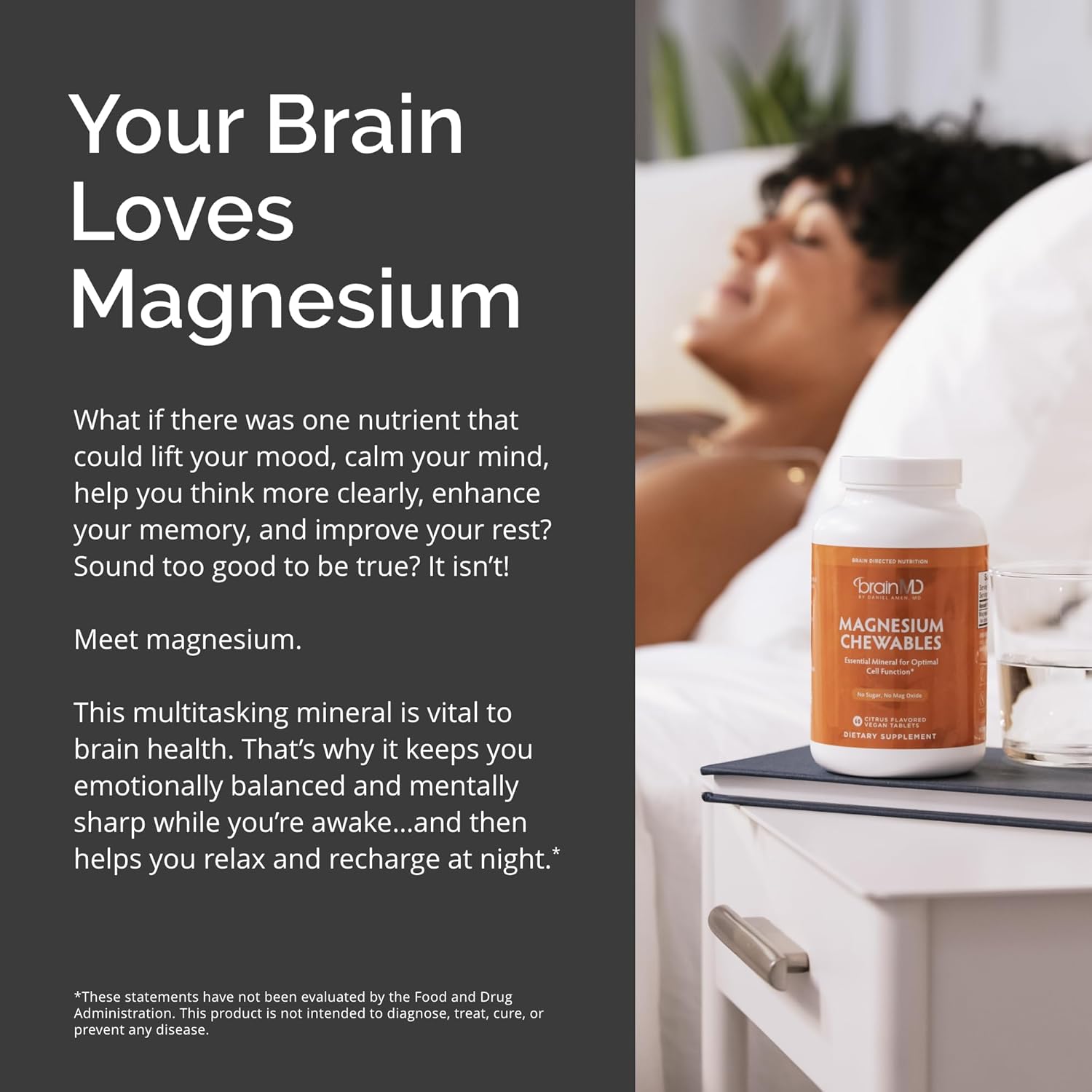 BRAINMD Dr Amen Magnesium Chewables, Citrus - 60 Chewable Tablets - Essential Mineral for Optimal Cell Function - Supports Memory & Focus - Gluten Free - 60 Servings - Image 5