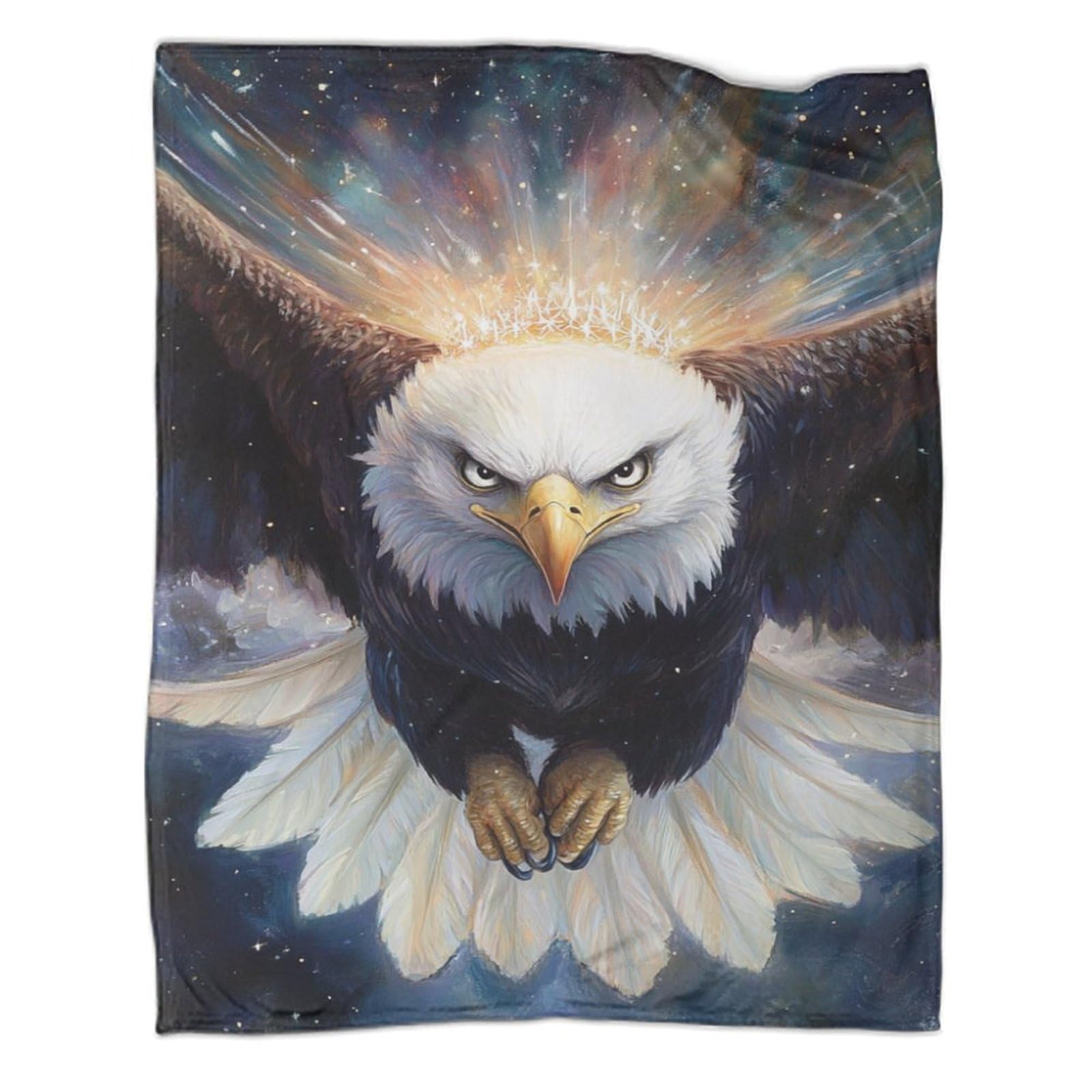 Plaid motif aigle en microfibre moelleuse, couverture de lit chaude et douce 100 x 130 cm