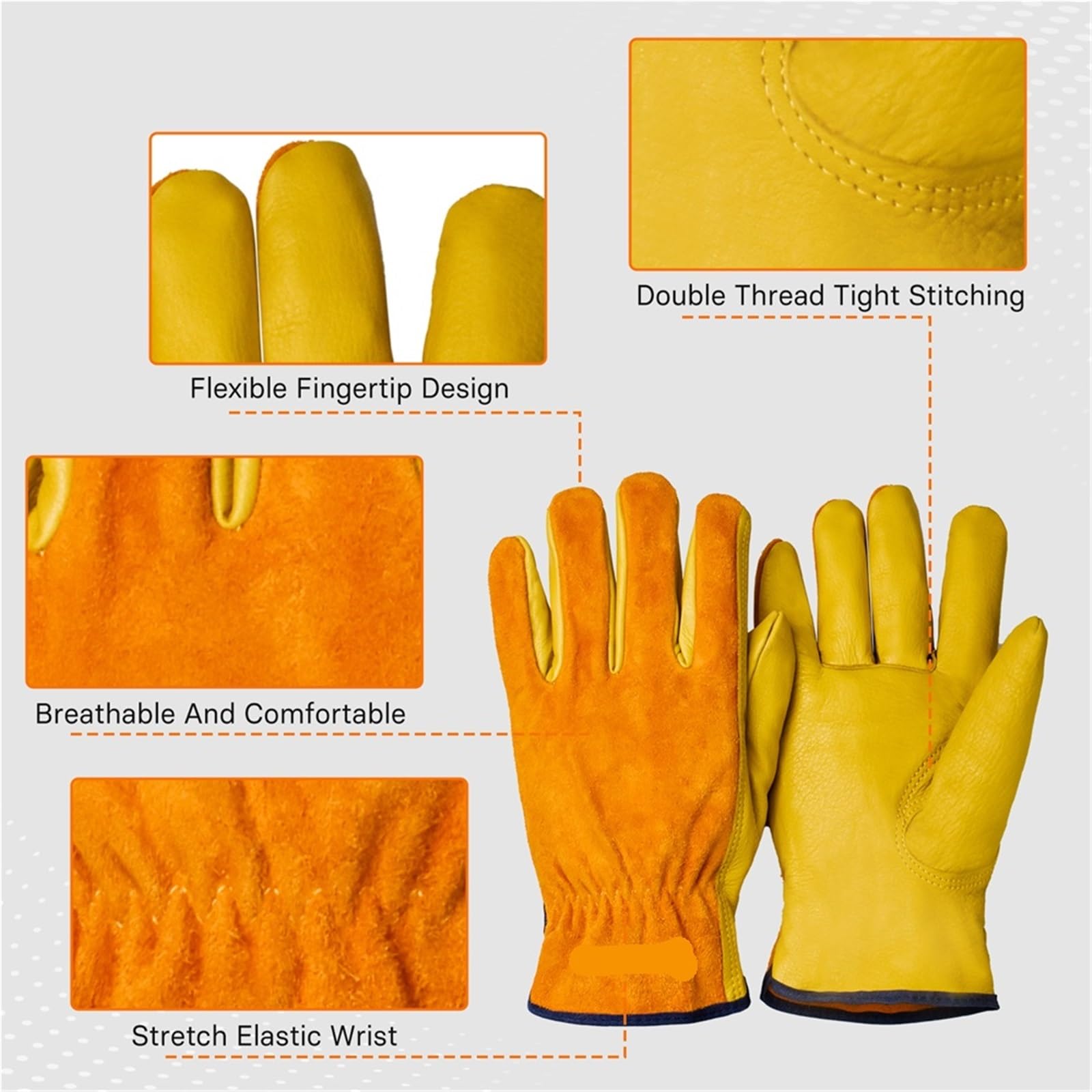 Guanti Da Giardinaggio Guanti da lavoro da uomo in pelle granata traspirante confortevole protezione da saldatura da giardino guanto di sicurezza for lavori di diserbo Per Attrezzi Da Giardino, Meccan