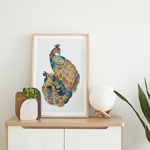 Miniatura 3 de FvMemo Rompecabezas de madera para adultos, rompecabezas de madera de pavo real de 200 piezas, rompecabezas únicos en forma de animales,