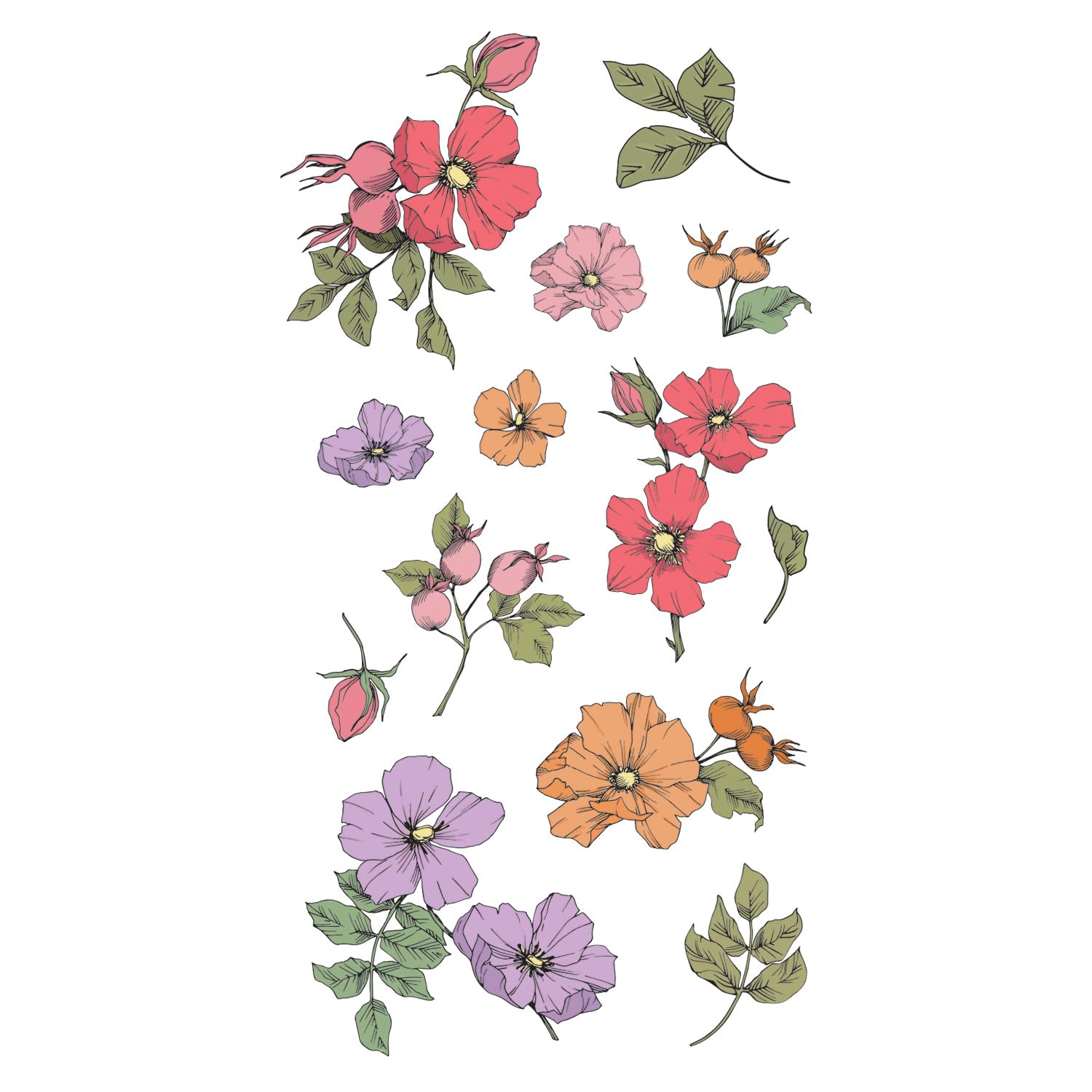 Sizzix Clear Rubber Stamp Set 13PK - Wildflower Botanicals